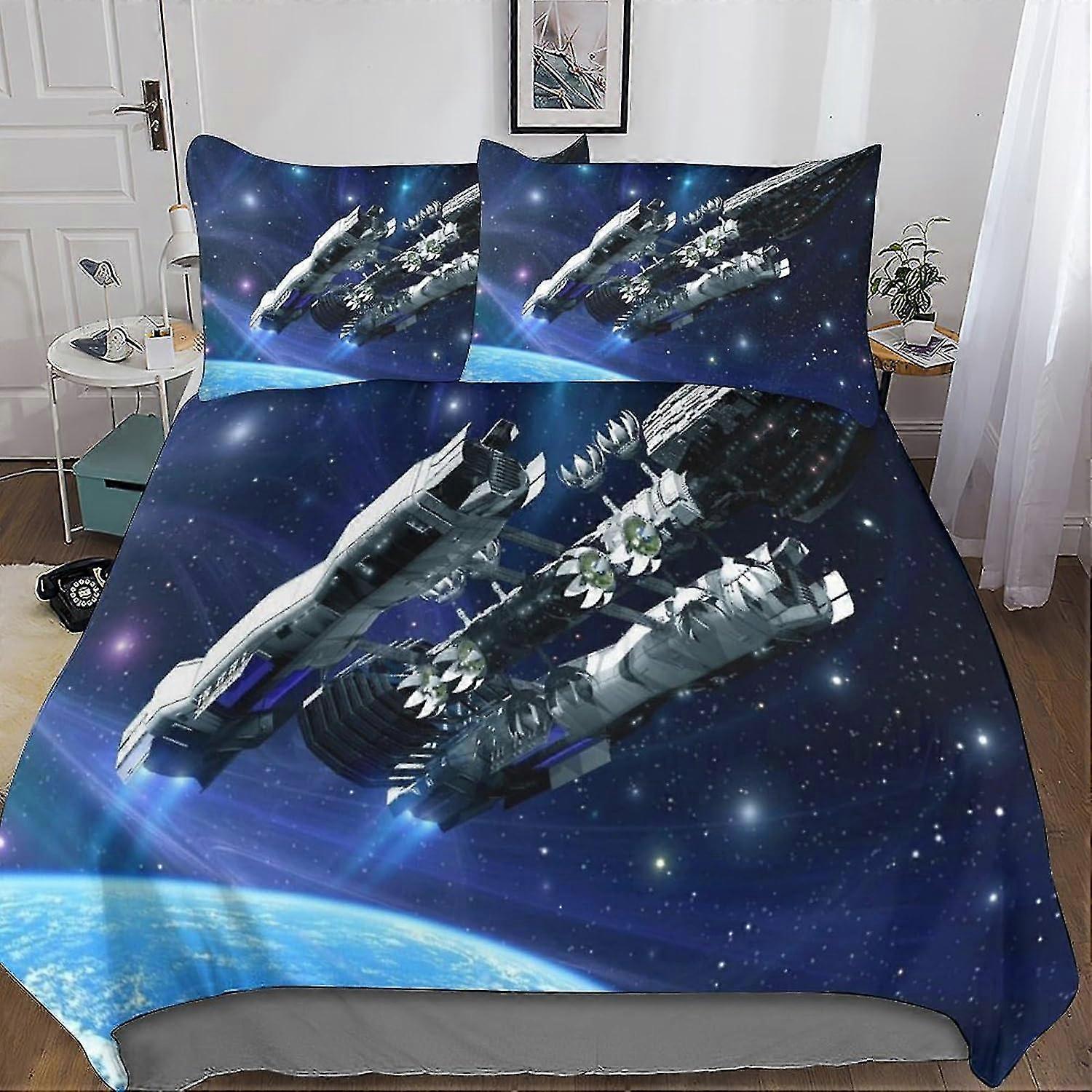 Conjunto de capa de edredom com tema Star Wars para crianças e adolescentes, conjunto de cama de microfibra ultra macia de 3 peças com fecho de zíper