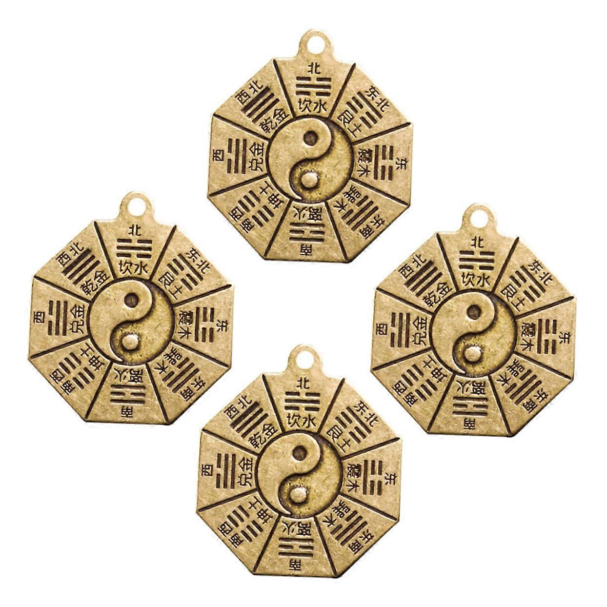 Feng Shui Pendant Charm Holder for Necklace Yang Charm with Eight Charts Brass