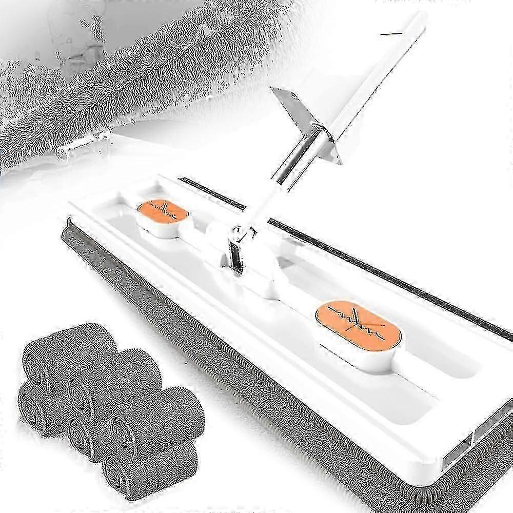 Stort flatt moppesett, 360 svingbar mopp med vridefunksjon, gulvmopp med gjenbrukbare mikrofiberputer