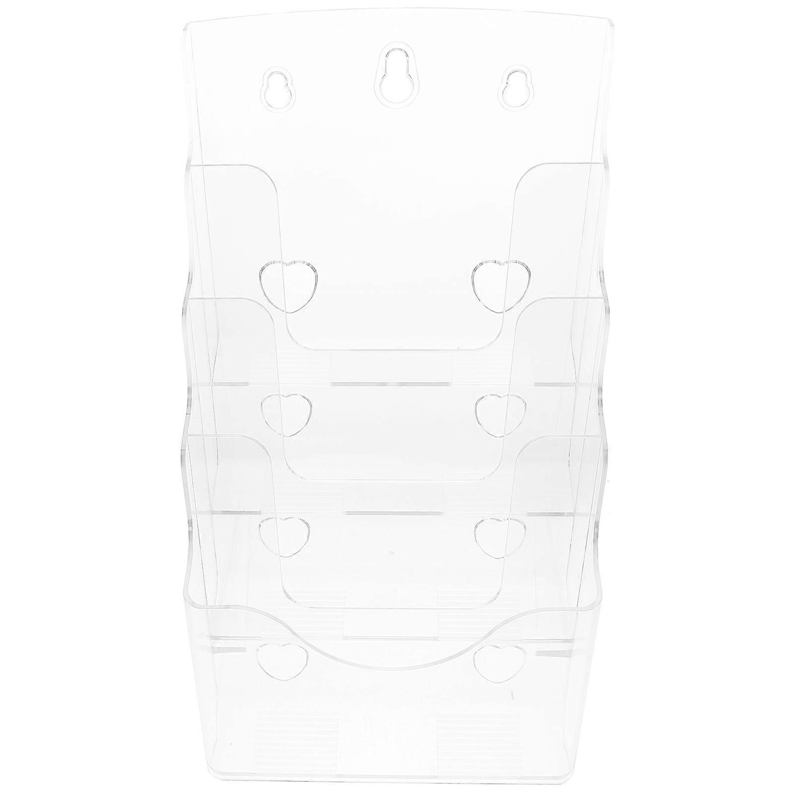 Transparent Handle Magazine Rack Document Storage Staircase Shape 1Set