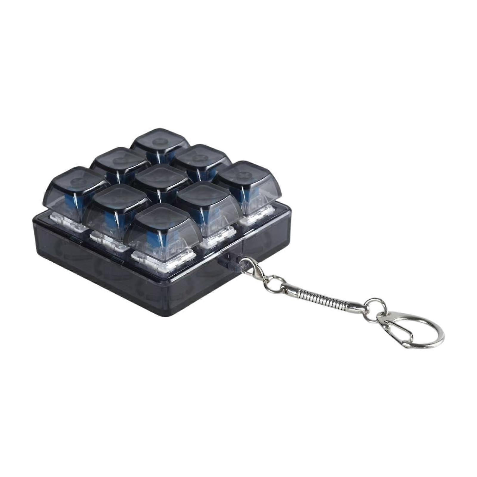 Keyboard Fidget Mechanical Keychain Toy for Adults, Portable Black Decompression Gadget, Pocket Size Stress Relief