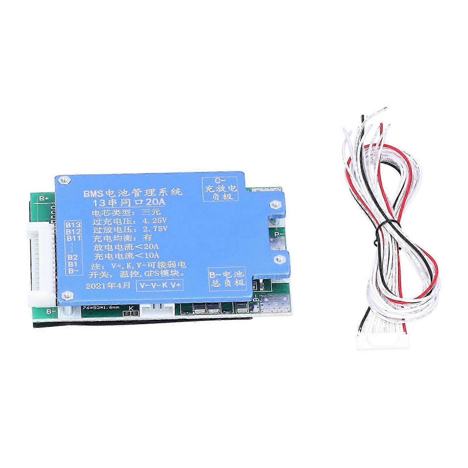 13S 48V 20A Lithium Battery Charger Board BMS Lithium Battery Protection Module with GP5 Port