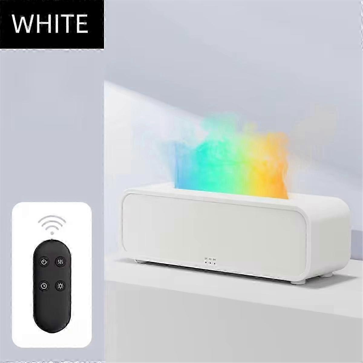 7-Color Light Simulation Flame Aromatherapy Machine Remote Control Timing Silent Humidification Home Perfume Diffuser,B--White