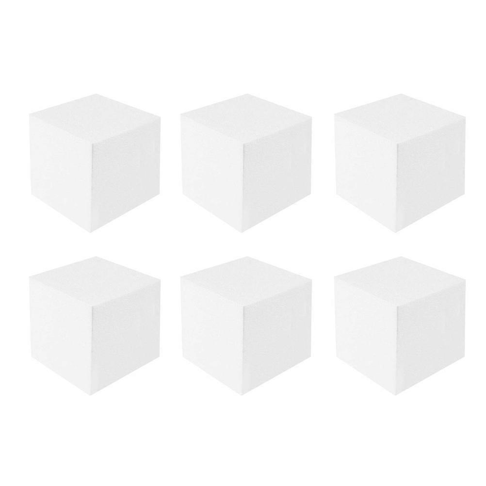 Polystyrene Square Blocks White 6Inch Cube For Crafting Base Floral Arrangements And Wedding Photography Prop 6Pcs