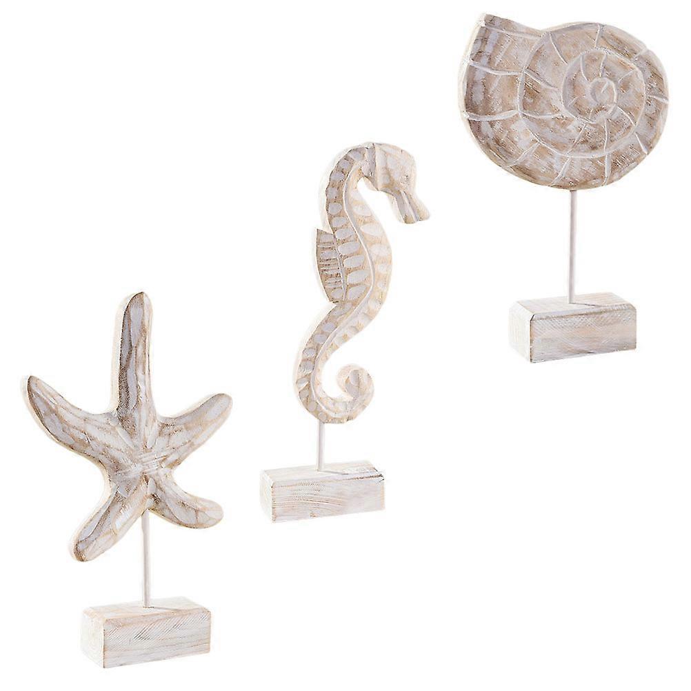 Decor Tabletop Ornament Mediterranean Style Conch Decorations 11.2×6.9×3.1in 3Pcs