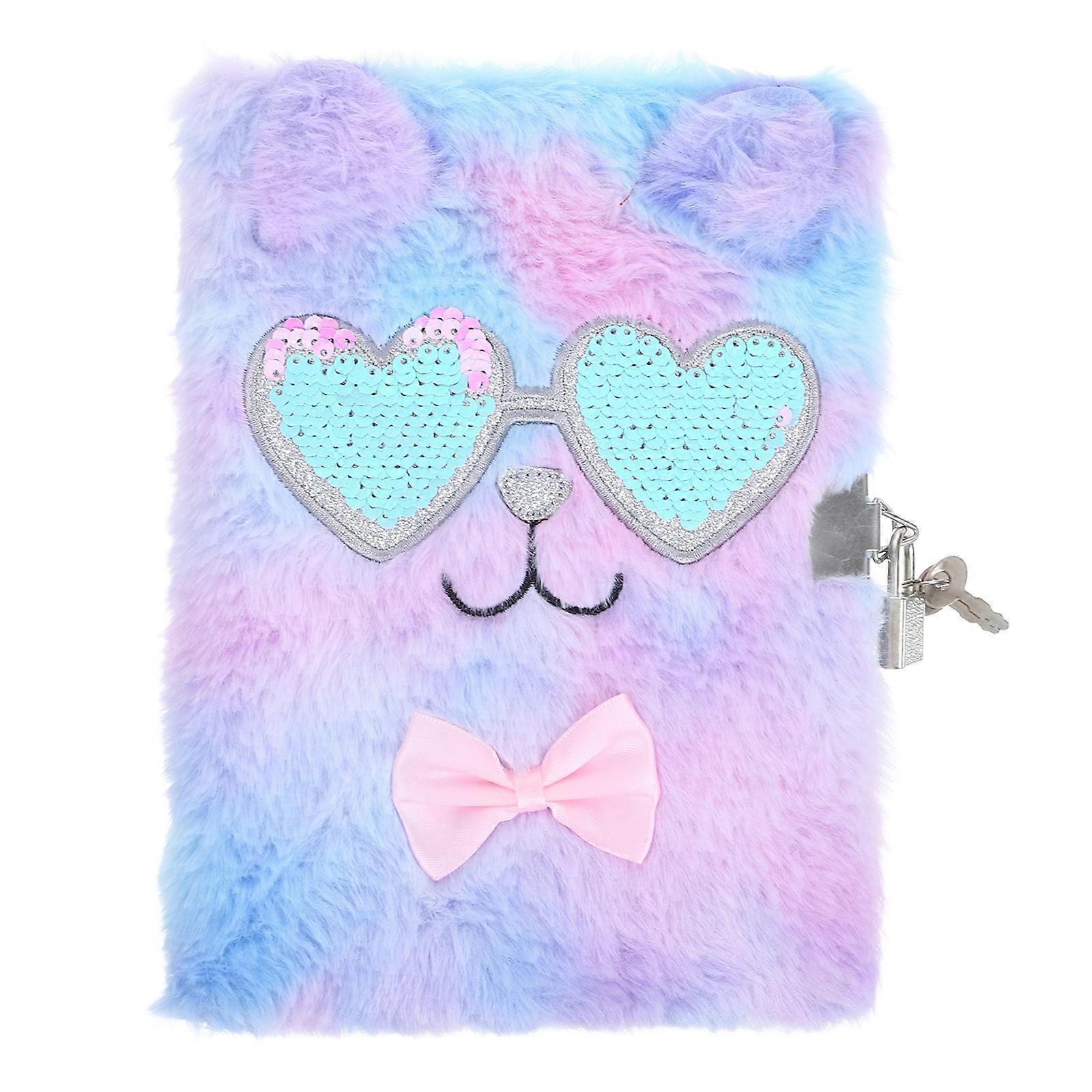 Diary With Lock Plush Diary Rectangular Shape Portable Students Journaling 1Pcs