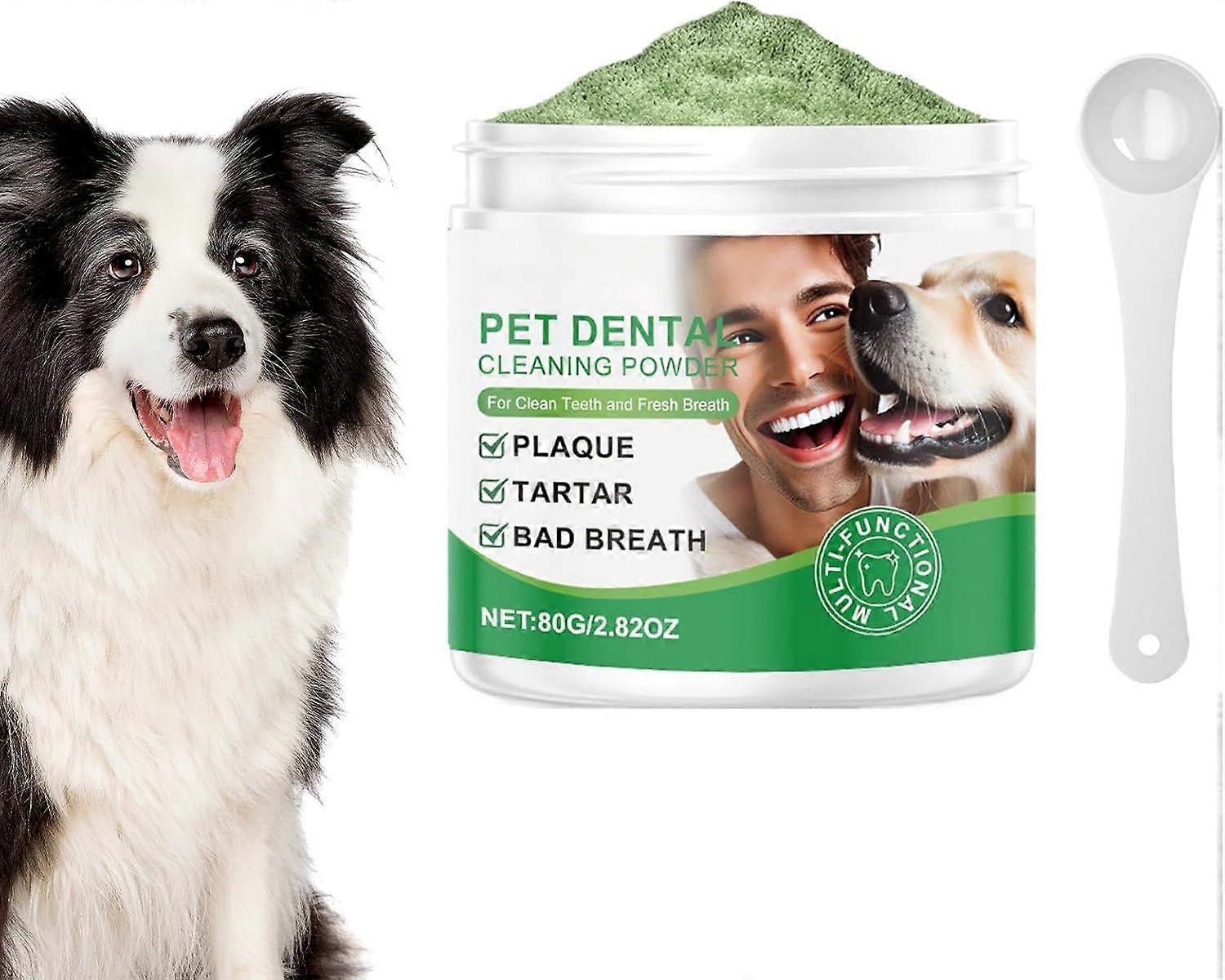 Köpekler için diş tozu, Ağız kokusu için 80g köpek diş temizleme tozu, kireç çözücü plak, ağız problemlerini önlemek için diş tozu