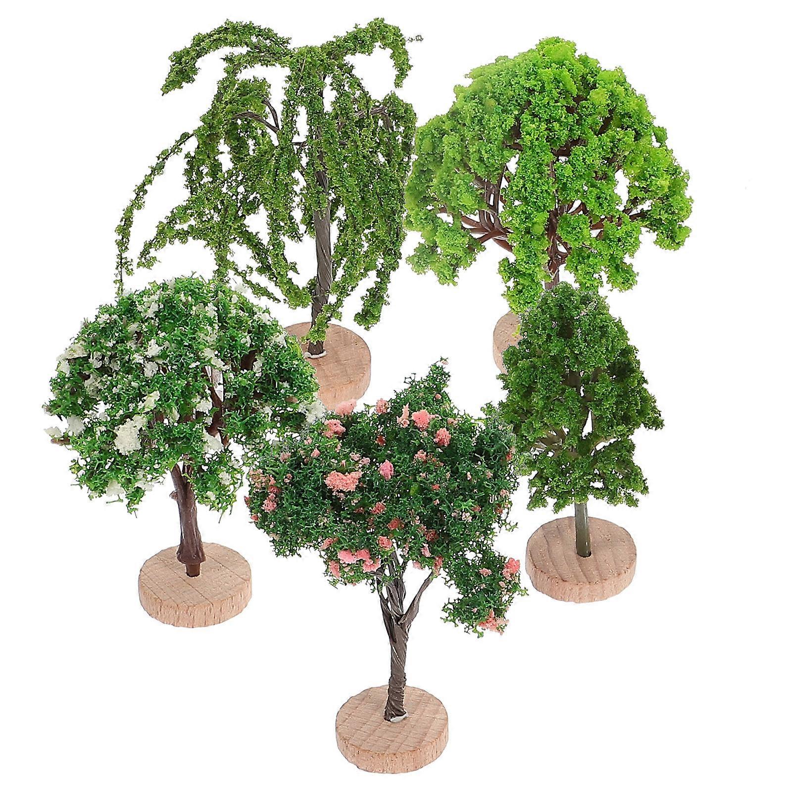 Mini Landscape Tree Model Miniature Street Trees Models Scene Layout For Model Builders Plastic Flocking 7.30X5.00X5.00cm 5Pcs