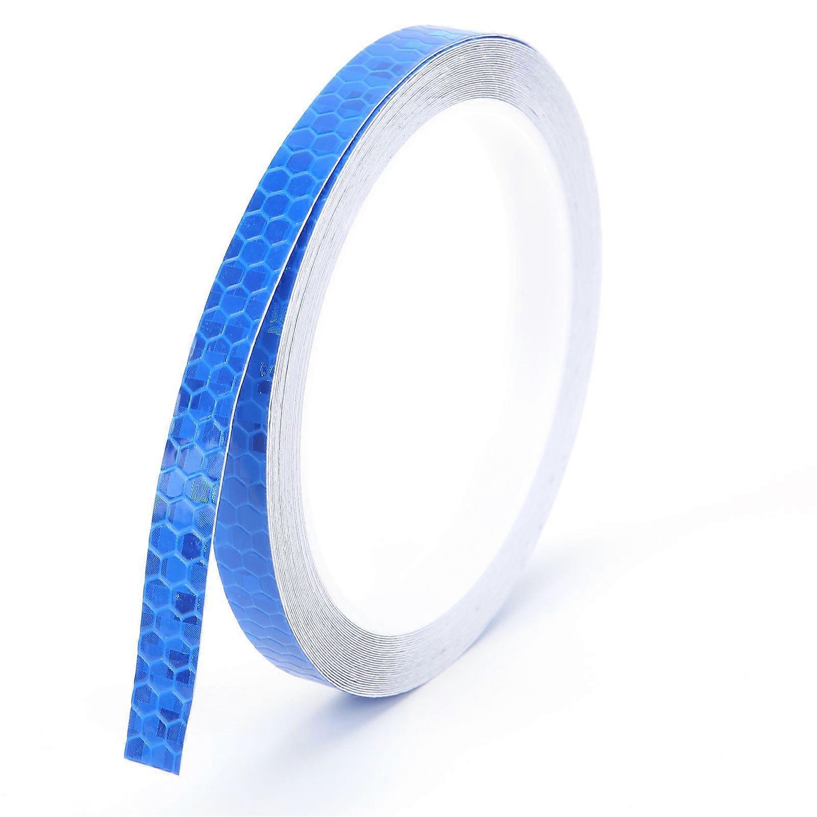 Reflective Stickers Hexagonal Pattern Waterproof Bicycle Luminous Strip Tape for Car Bicycle Motorcycle DIY DecorationBlue YMQX)