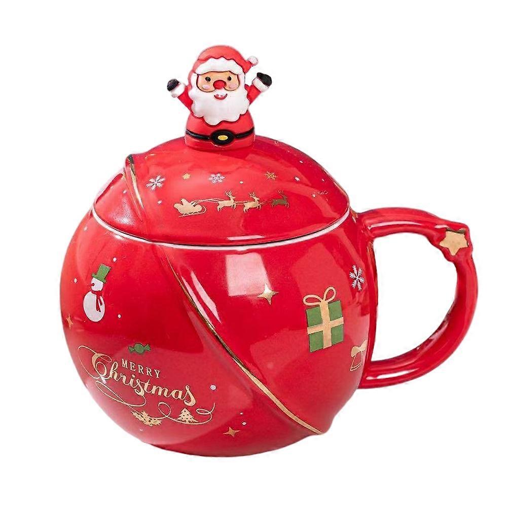 Red Ceramic Cup Creative Design For Student Round Shape 1Pc