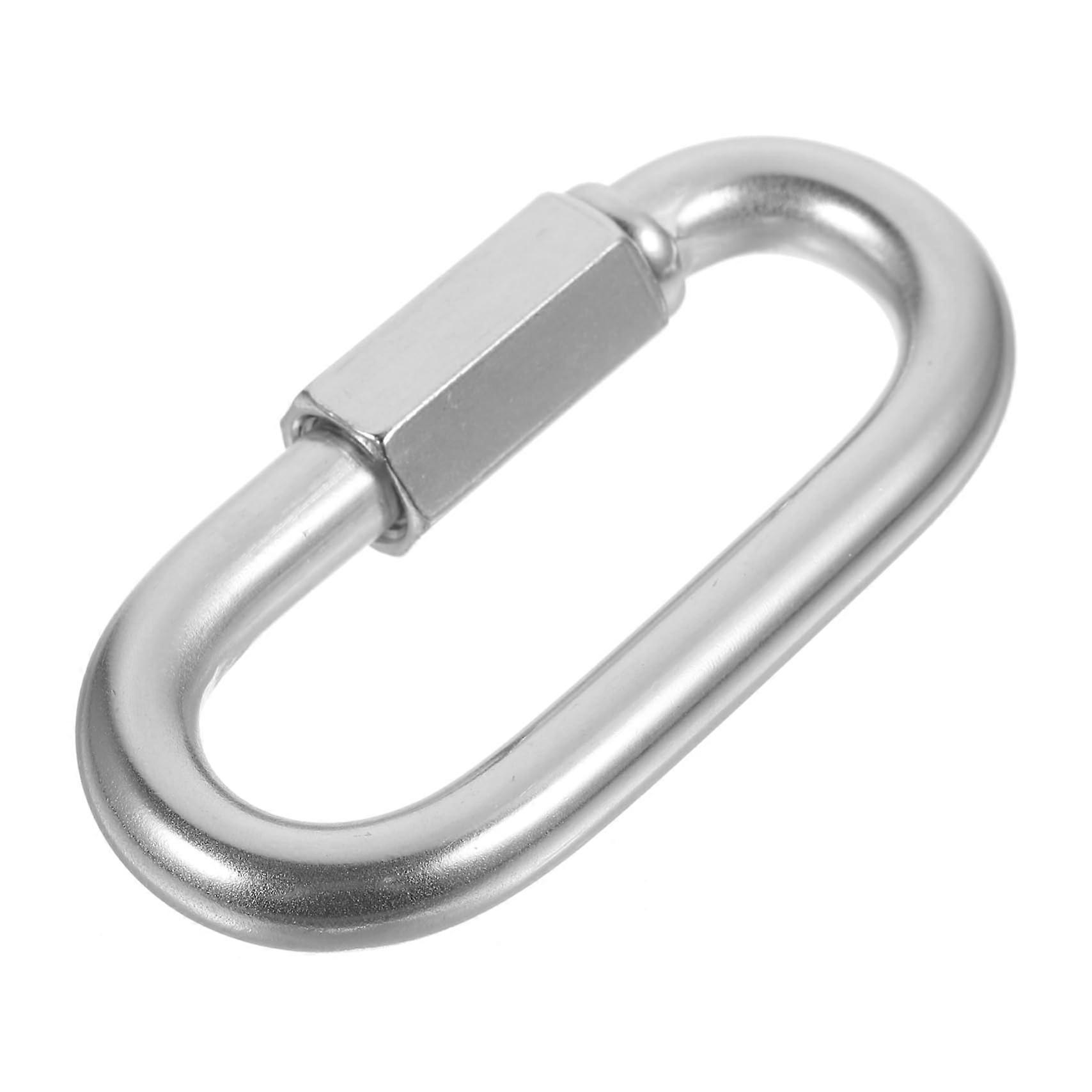Schnellverbinder Chain Quick Link, Locking Carabiner, Oval Carabiner, M8, Stainless Steel, 9.0 x 4.5 x 1.5 cm, Silver