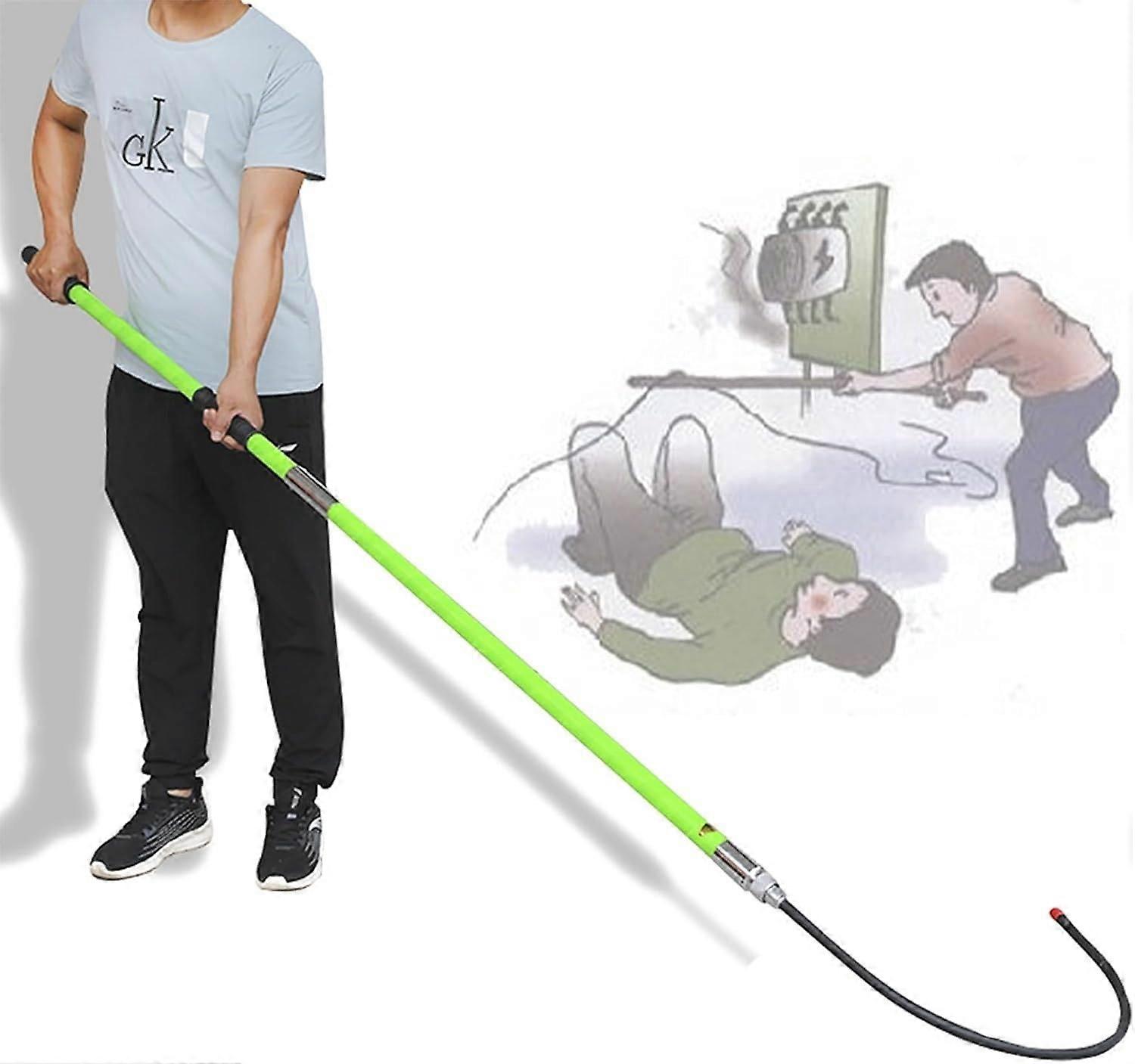 voltage insulated rescue hook, electrical protection for emergencies (green, 2 m).
