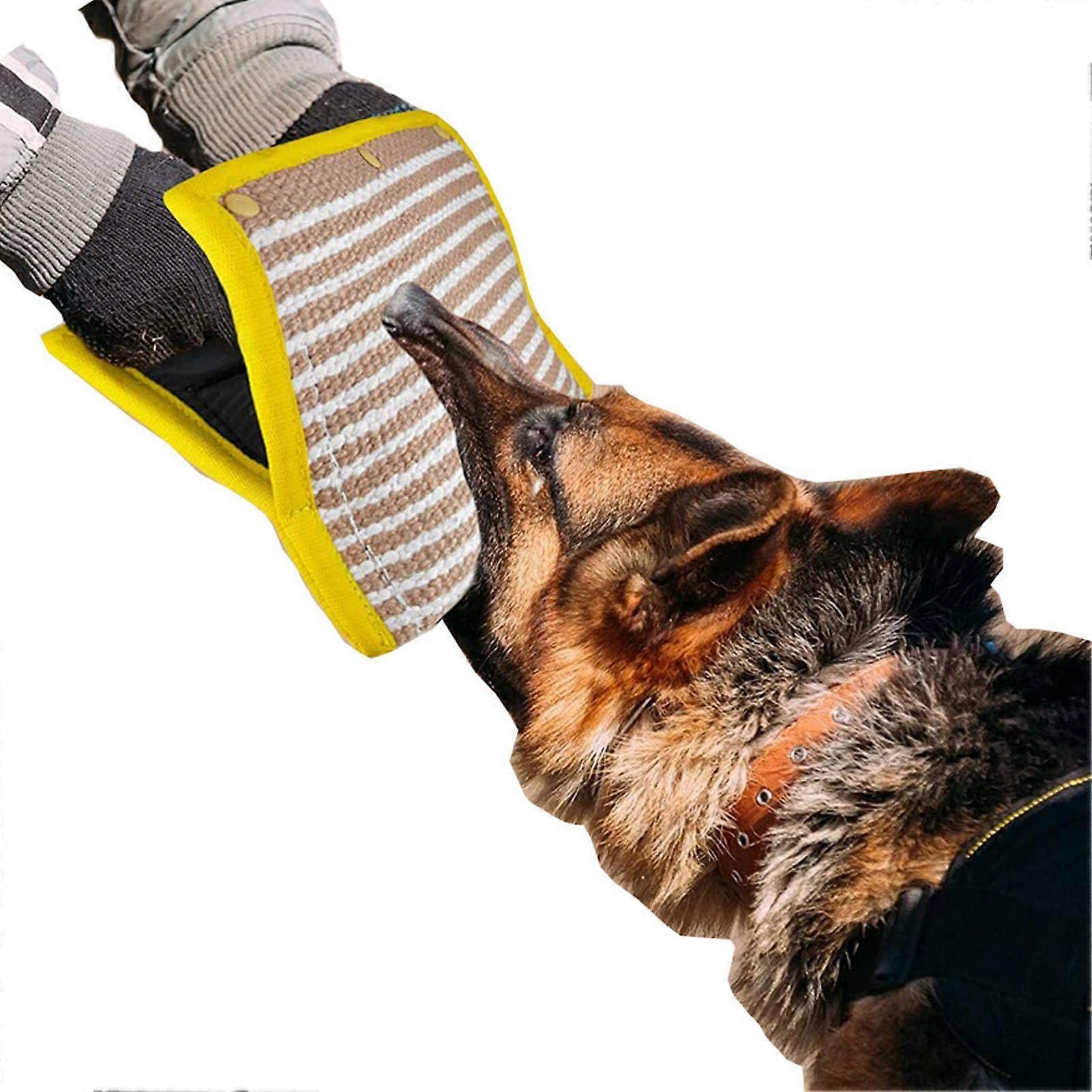 Biting Wedge for Dogs, Durable Jute Bite Pad with 3 Strong Handles, Interactive Puppy Training Toy for Agility and Fetch