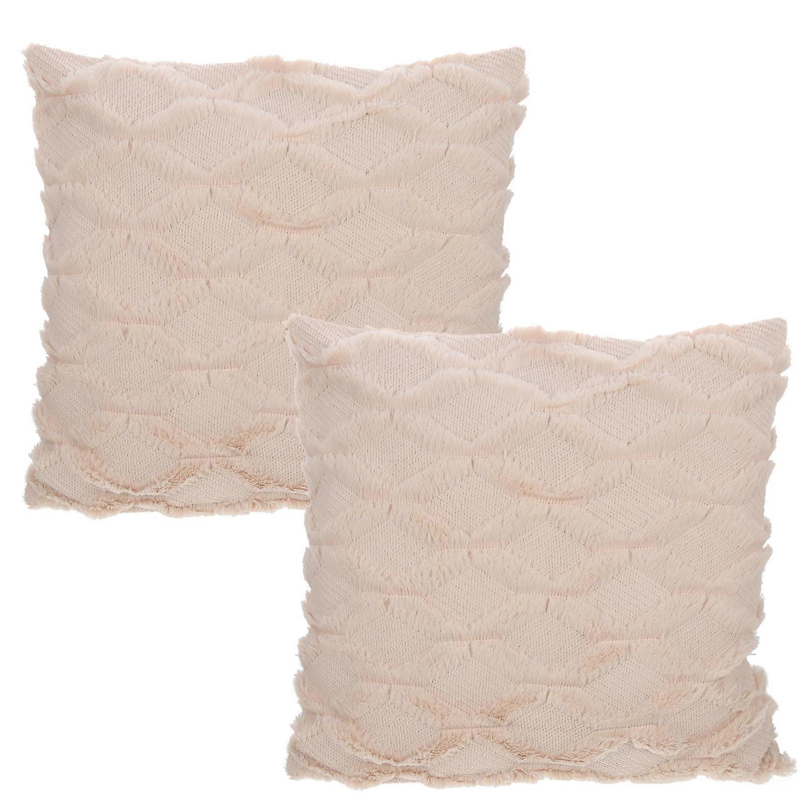 Bed Pillow Pillowcases Multi-Function Square Decorative for Dormitory Beige Velvet Texture 2Pcs