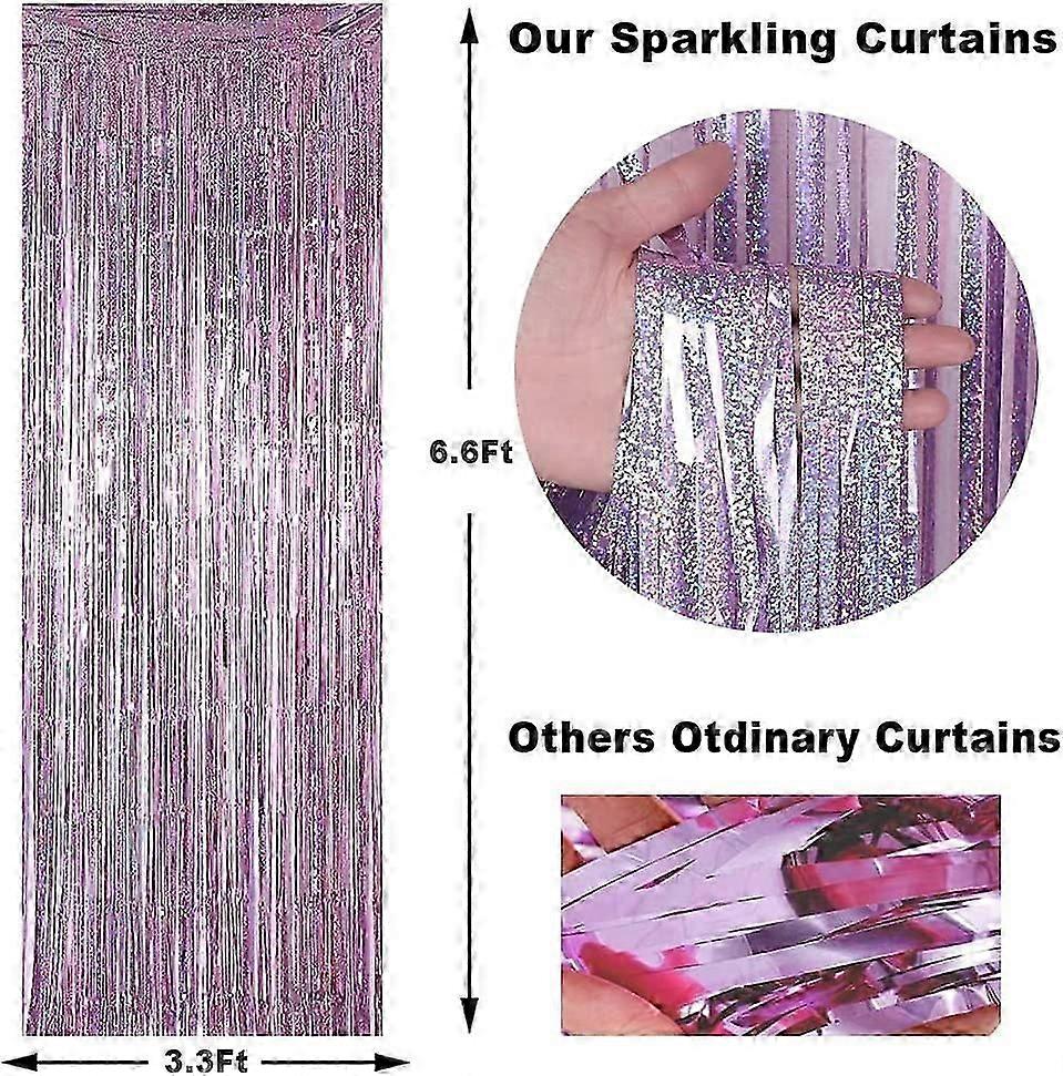 3-Pack Tinsel Backdrop Curtains for Parties and Photo Booths