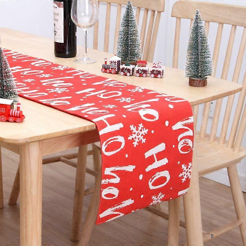 Durable Table Runner Christmas Decoration Tablecloth 180*33cm Cotton Linen Exquisitely Printed Snowflake Pattern