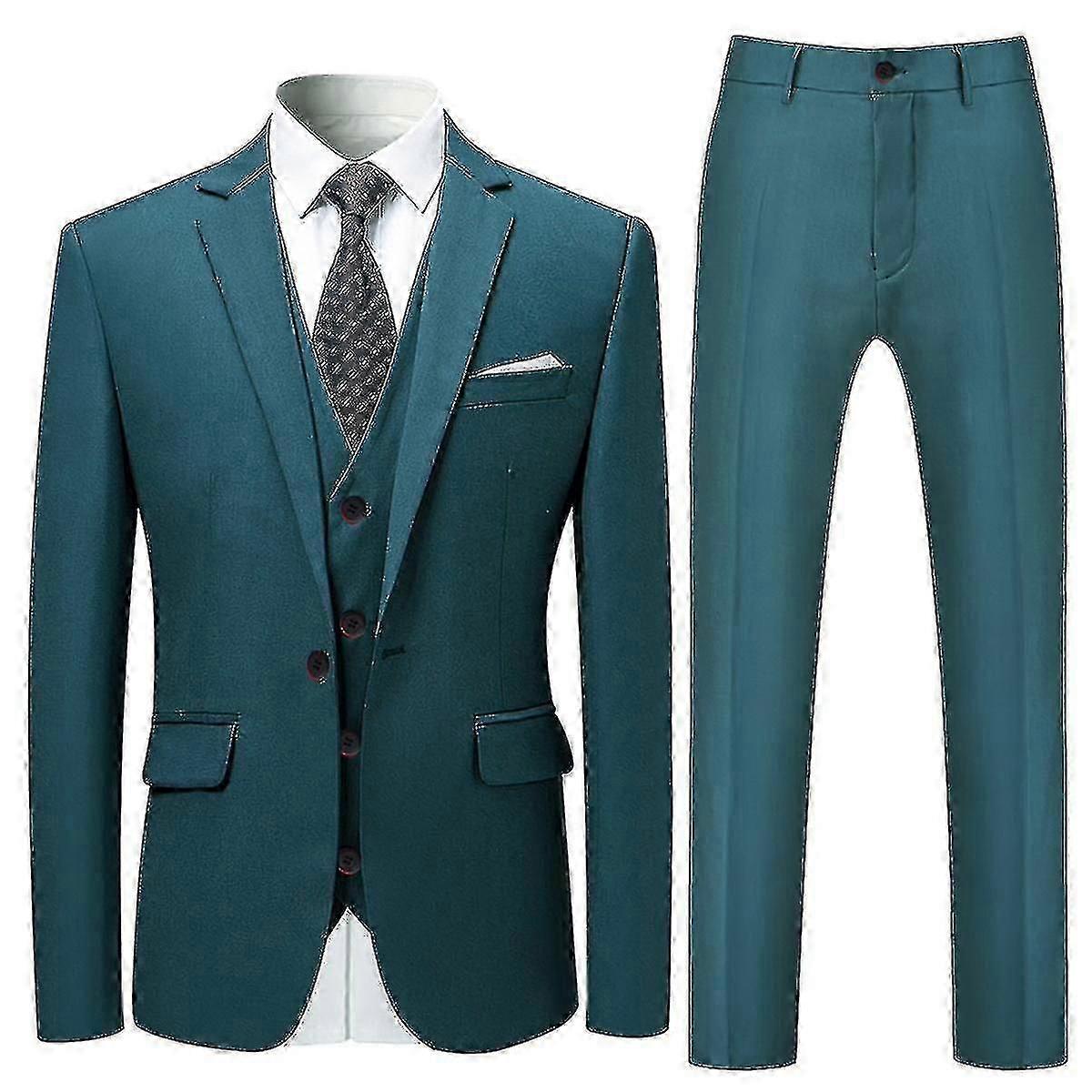 Mens Suits 3-pieces Suits Slim Four Seasons Suit Jacket&pants&vest 12 Colors