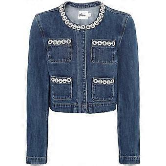 Self-Portrait Crystal Trim Denim Jacket