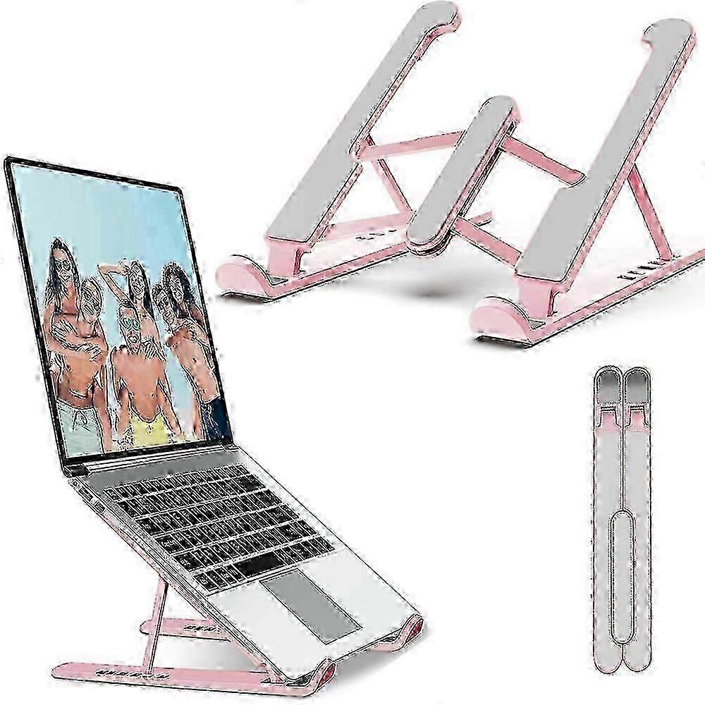Laptop Stand, Portable Laptop Stand for Desk, Adjustable Ventilated Cooling Computer Notebook Stand Riser Compatible,Pink