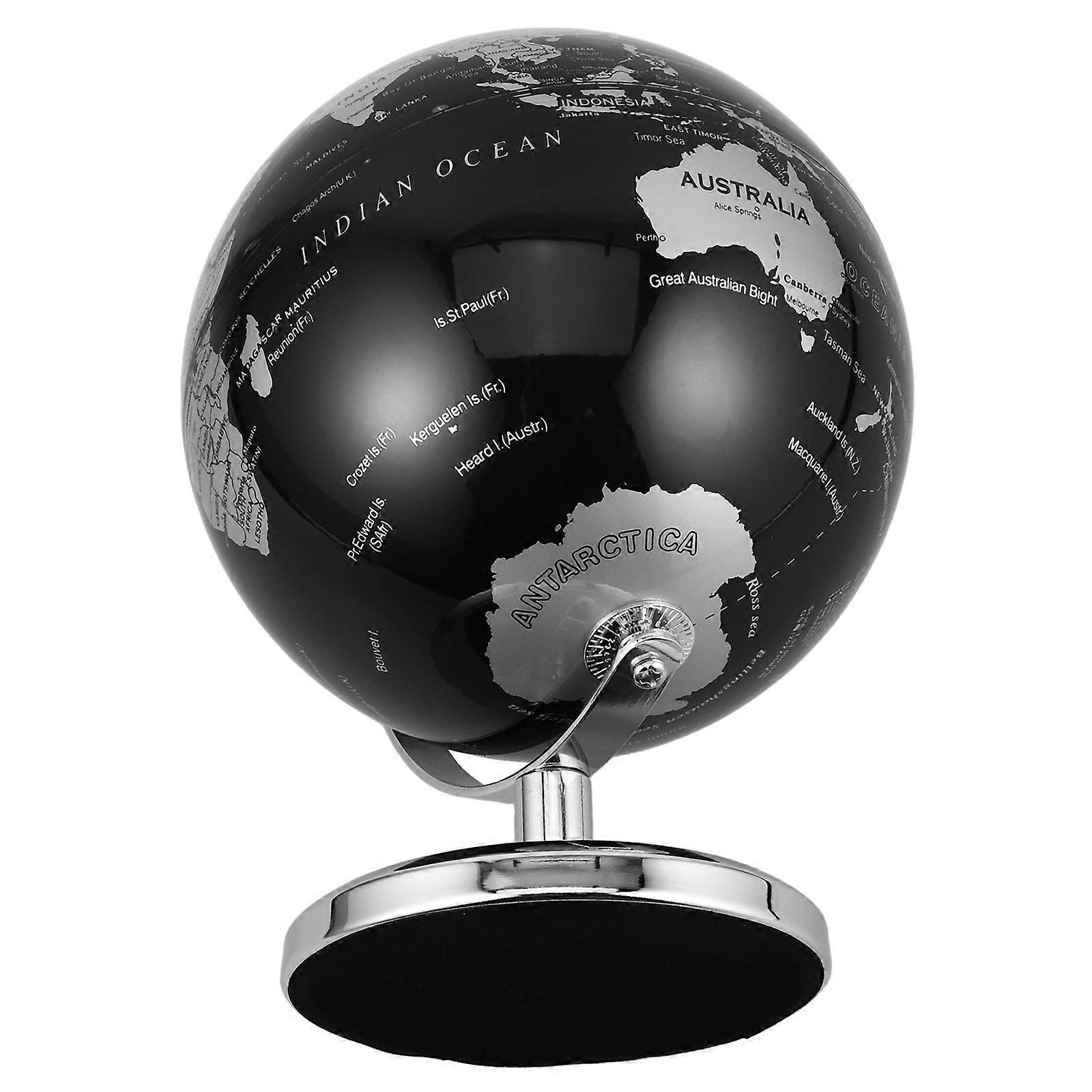 Desktop World Globe Rotatable Educational Decorative Office Decor European Style Luxury Round Metal 1Pcs