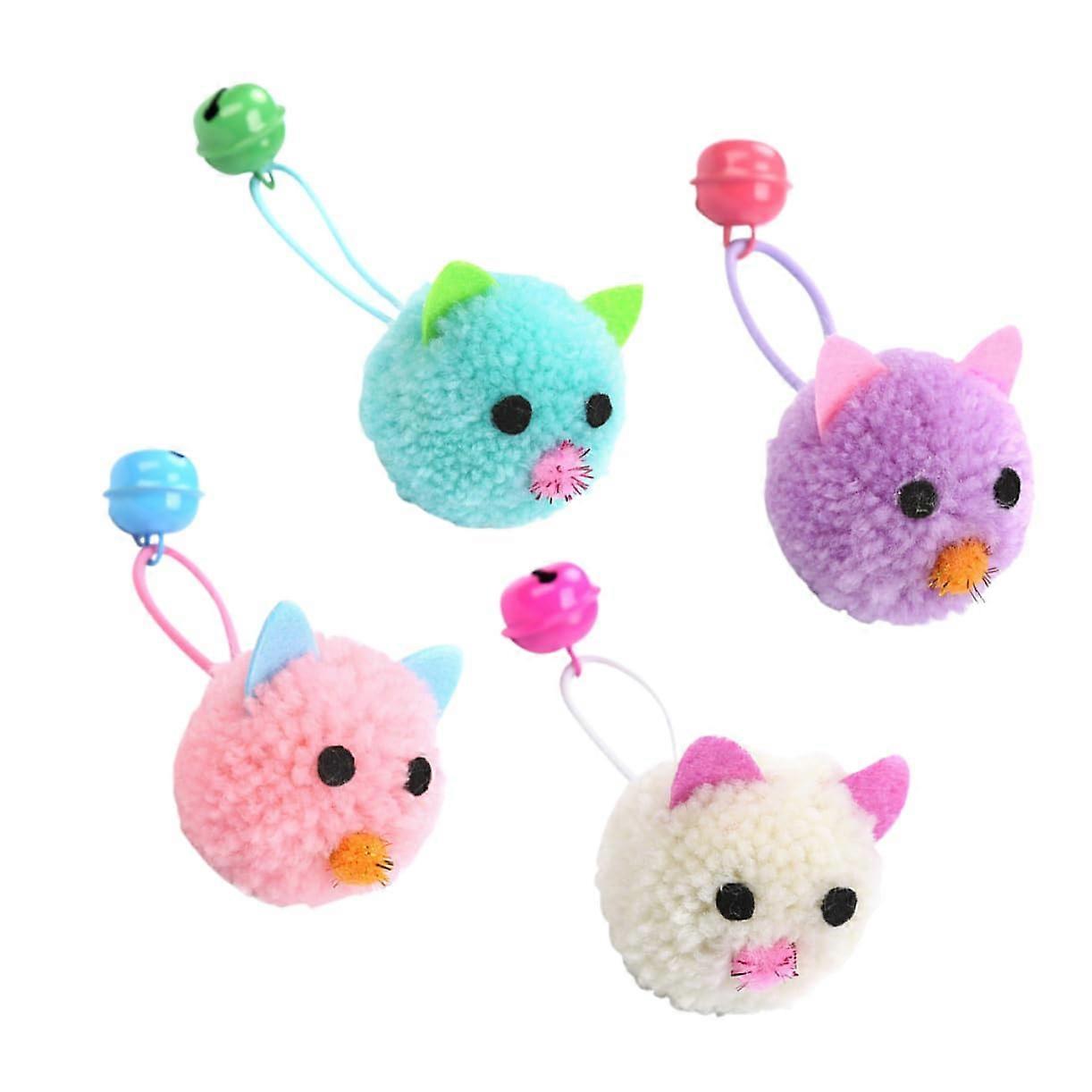 4-Piece Cat Toy With Plush Mice And Bells, Interactive Cat Toys For Kittens And Cats, Blue And White