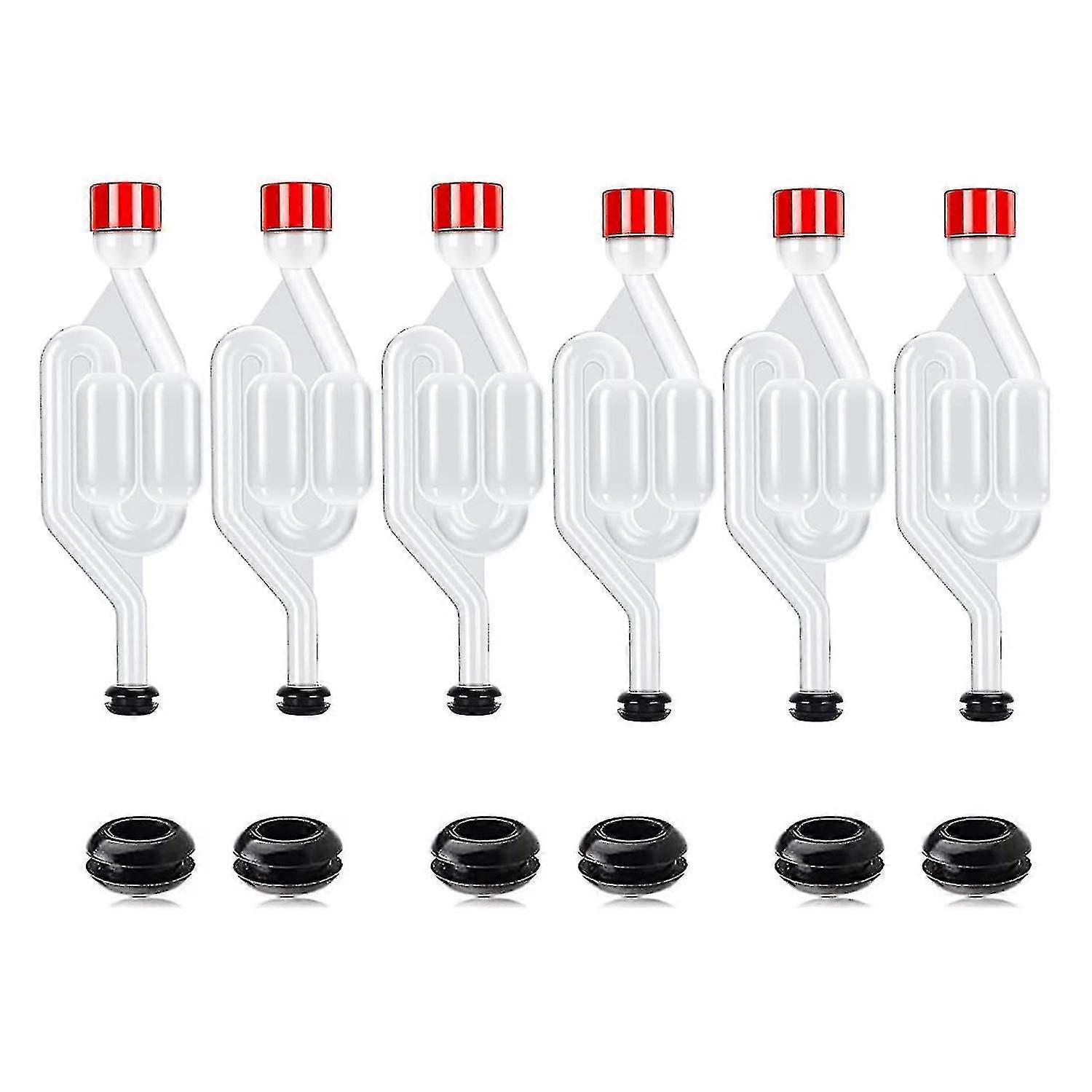 Brew Airlock Kit, 12 airlocks og 6 tetningsringer, plast vin luftsluse for gjæring, brygging, være
