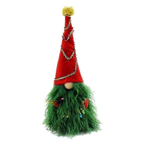 Green-haired Gnomes Plush Dolls with Fake String Lights Christmas Dwarf Soft Stuffed Animal Figure Toy Table Shelf Decorations GS Multicolor