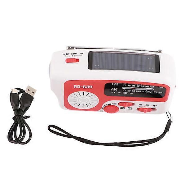 RD639 Solar radio emergency charger for mobile phone, hand crank AM FM radio with LED flashlight