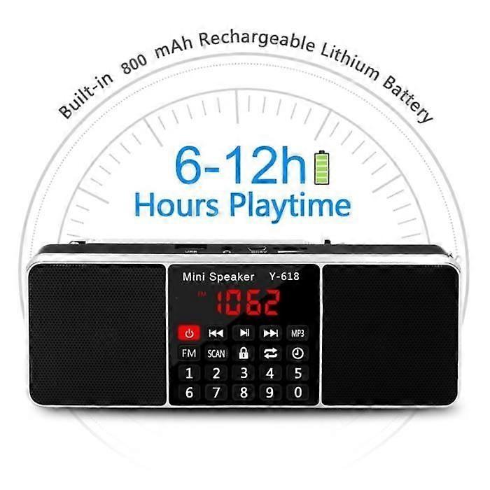 Black - Multifunction Digital FM Radio, Multimedia Speaker, Mp3 Music Player, Support
