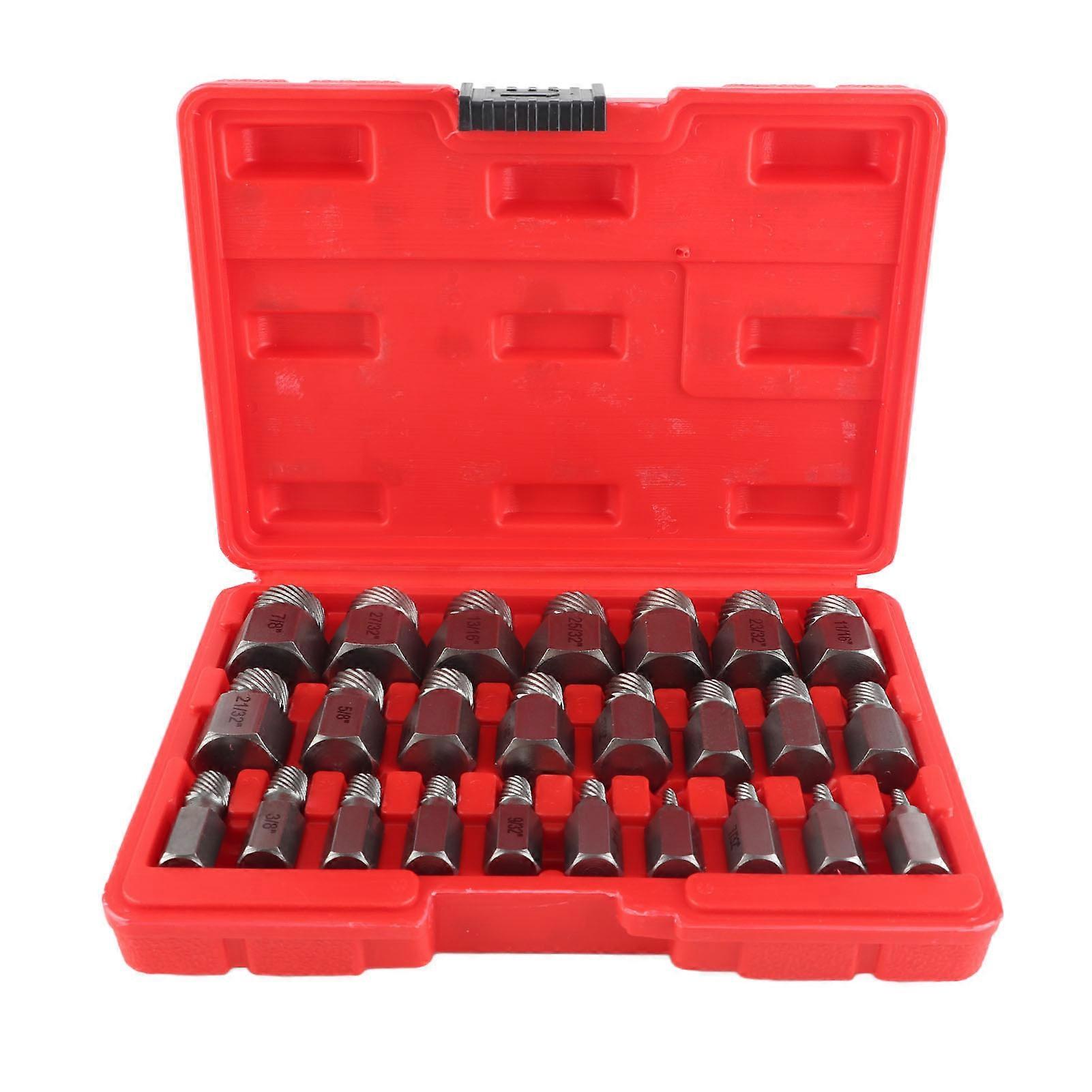 25PCS Damaged Screw Extractor Kit Chrome Molybdenum Steel Hex Bolt Stud Extractor for Removing