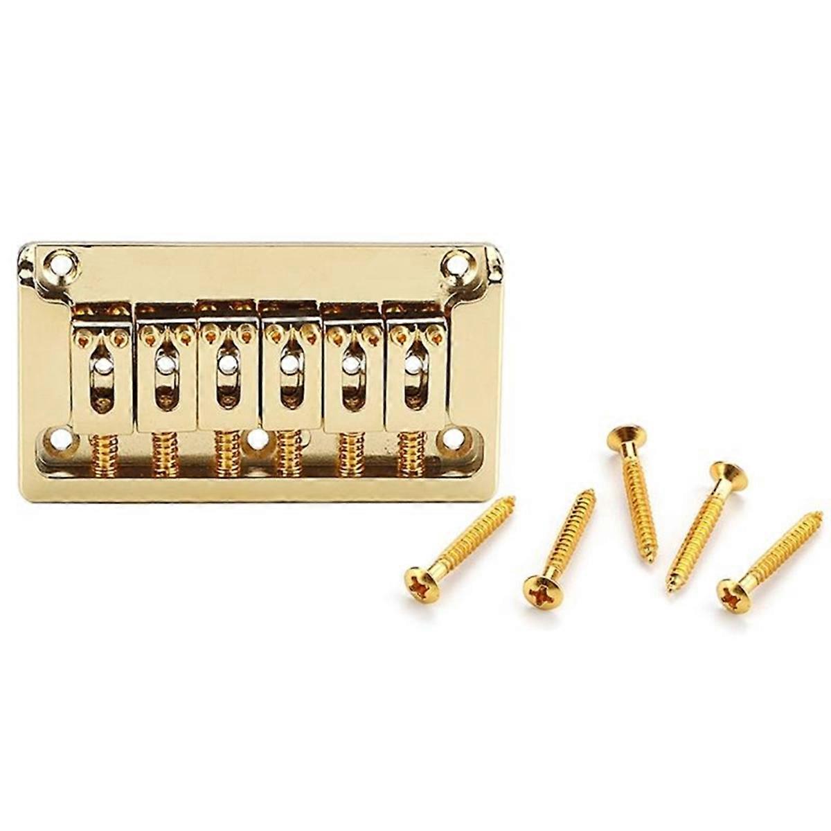 6 String Fixed Saddles Guitar Bridge Top Load Tailpiece Gold