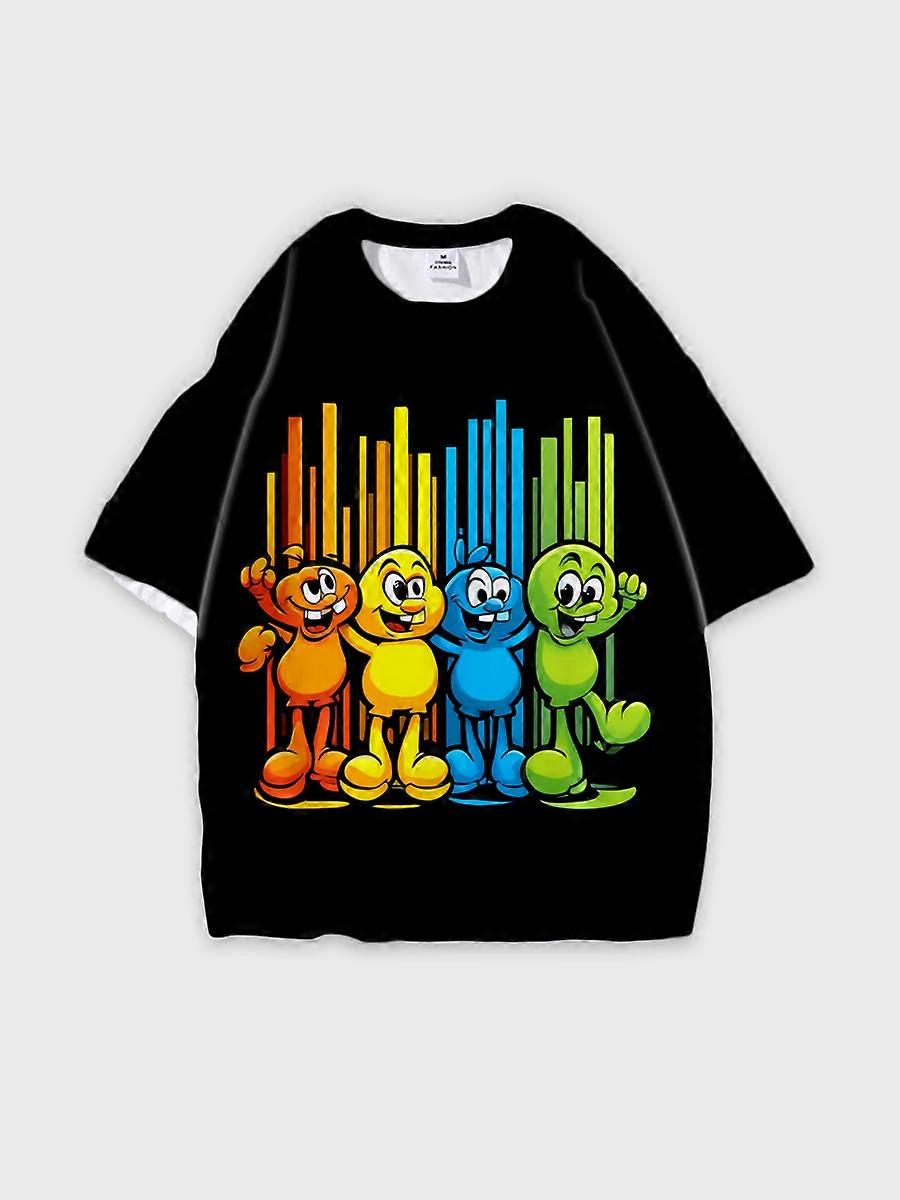 T-shirt round neck Pattern loose short sleeve N3190