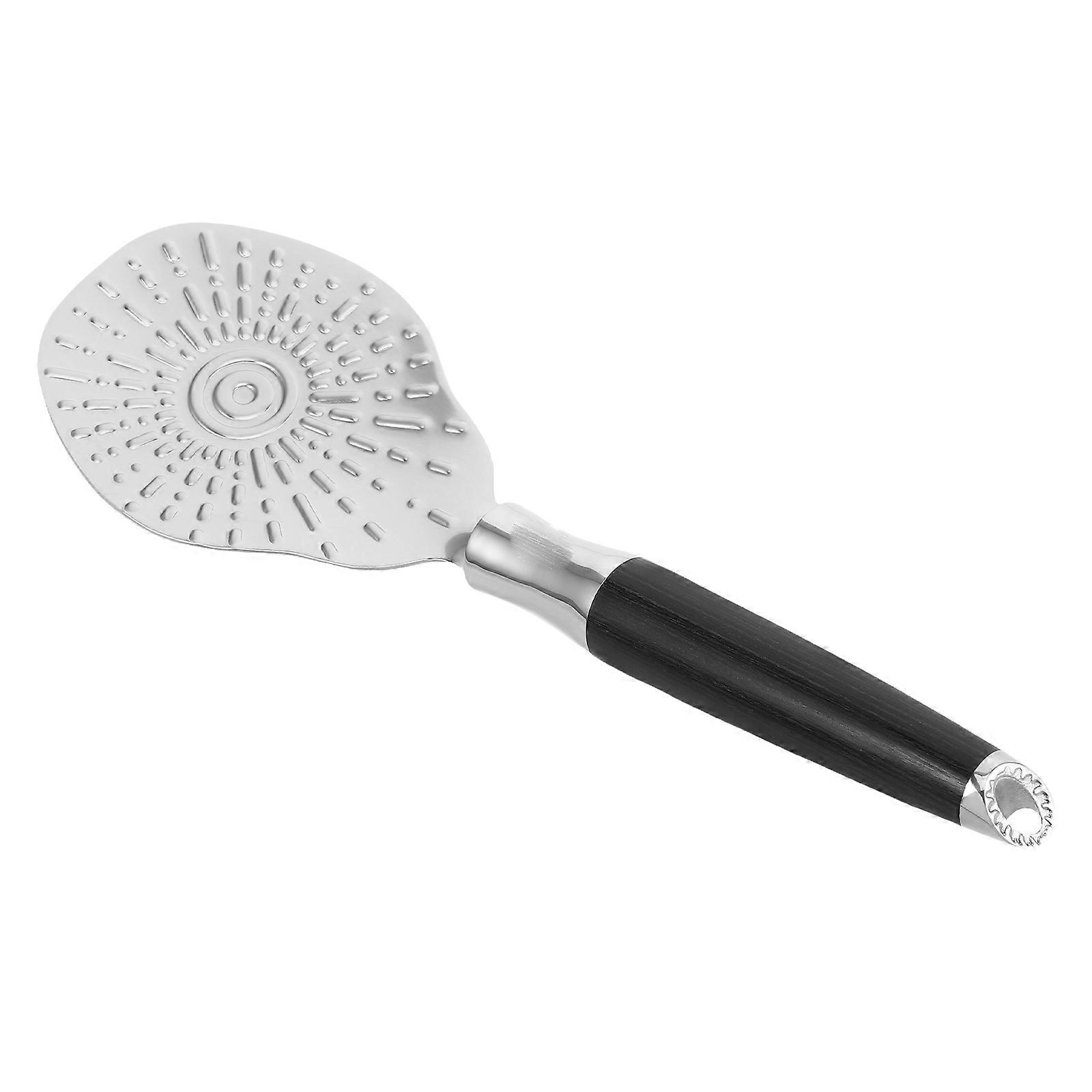 Stainless Steel Rice Spoon with Wooden Handle for Serving Rice at Home Silver 7.5 inch