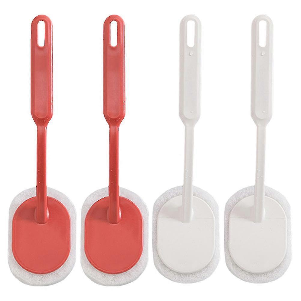 kylpyhuoneen hankausharja wc-seinän kodin lattian puhdistustyökalu pitkä kahva lattianpuhdistus punainen 4kpl