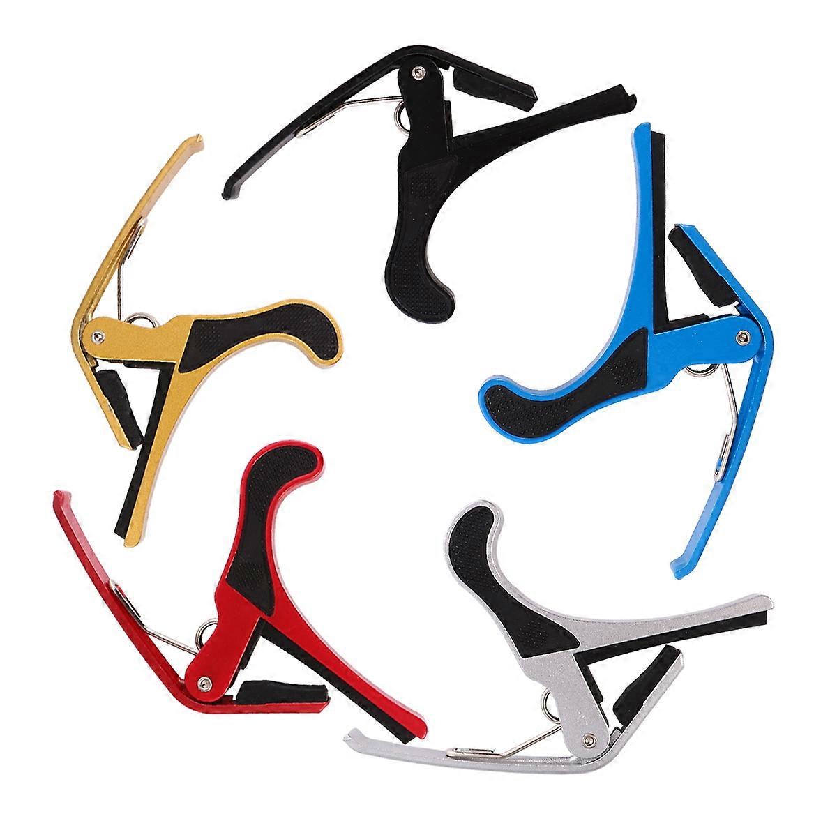5個のプロフェッショナルウクレレサンディメタルサンディグリッパーグリッパーギターアクセサリー(レッド+ゴールド+シルバー+ブルー)