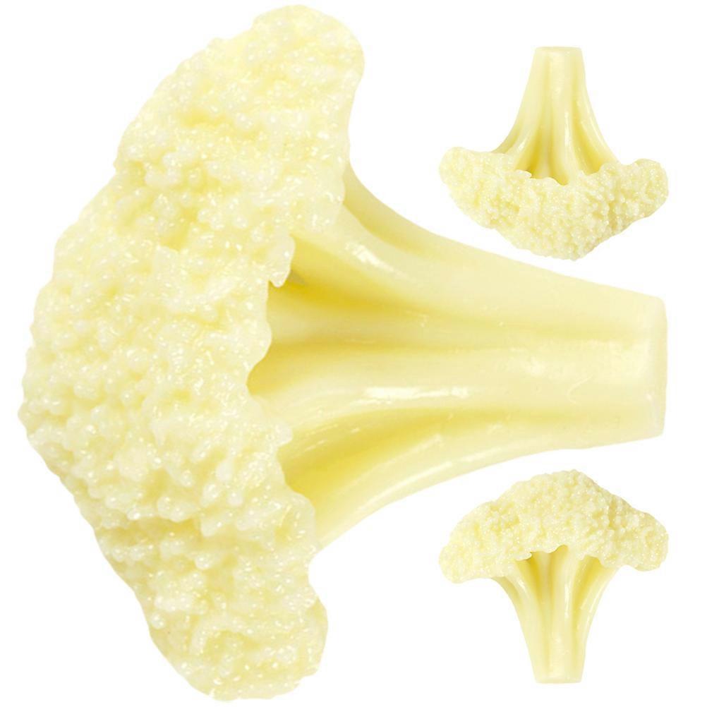 Lifelike Cauliflowers Model for Decor Made of PVC Light Yellow Color Suitable for Kitchen and Vegetable Shop Display 3 Pieces