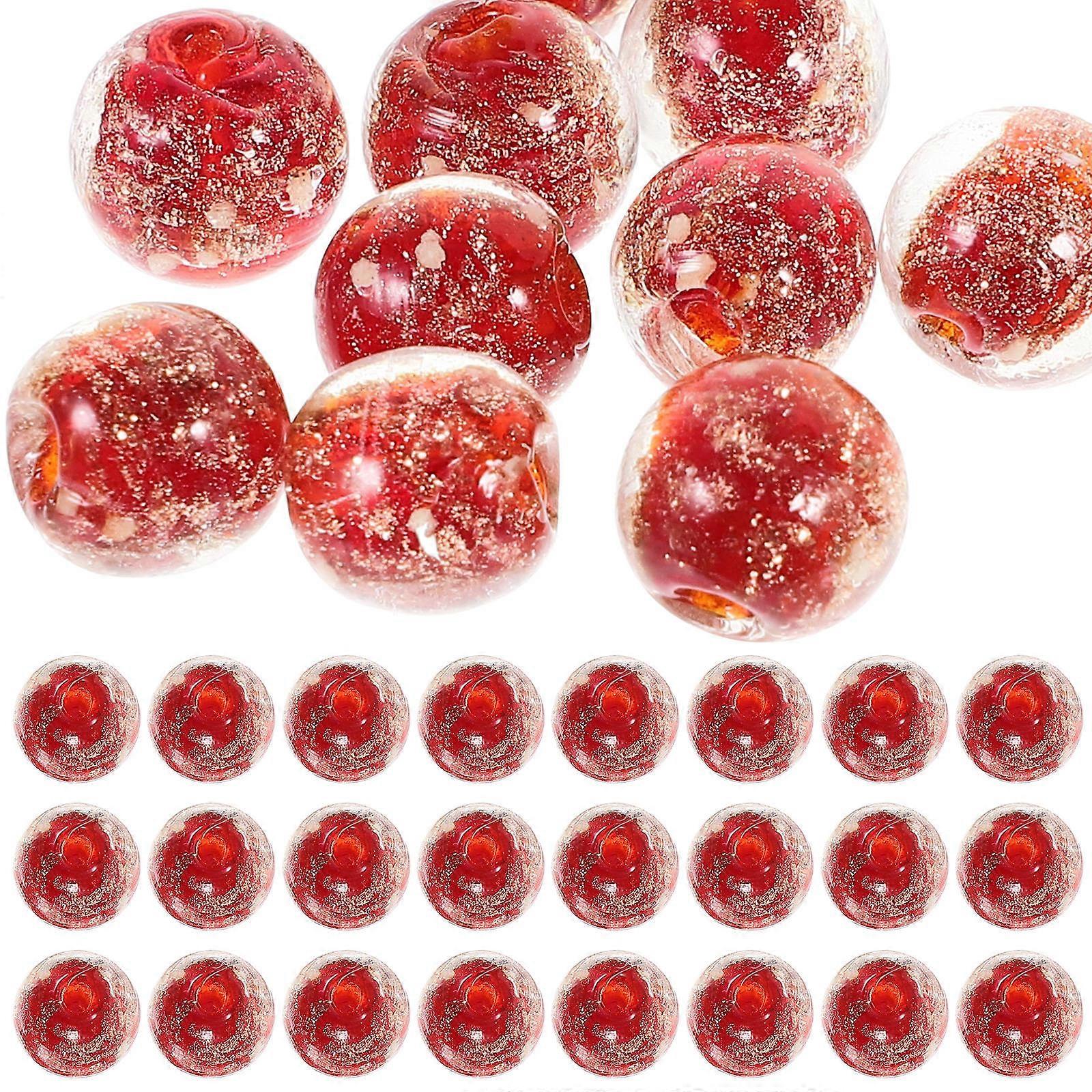 Red Glass Beads for DIY Jewelry Making Projects with Smooth Surface and Hole Design 60 Pieces