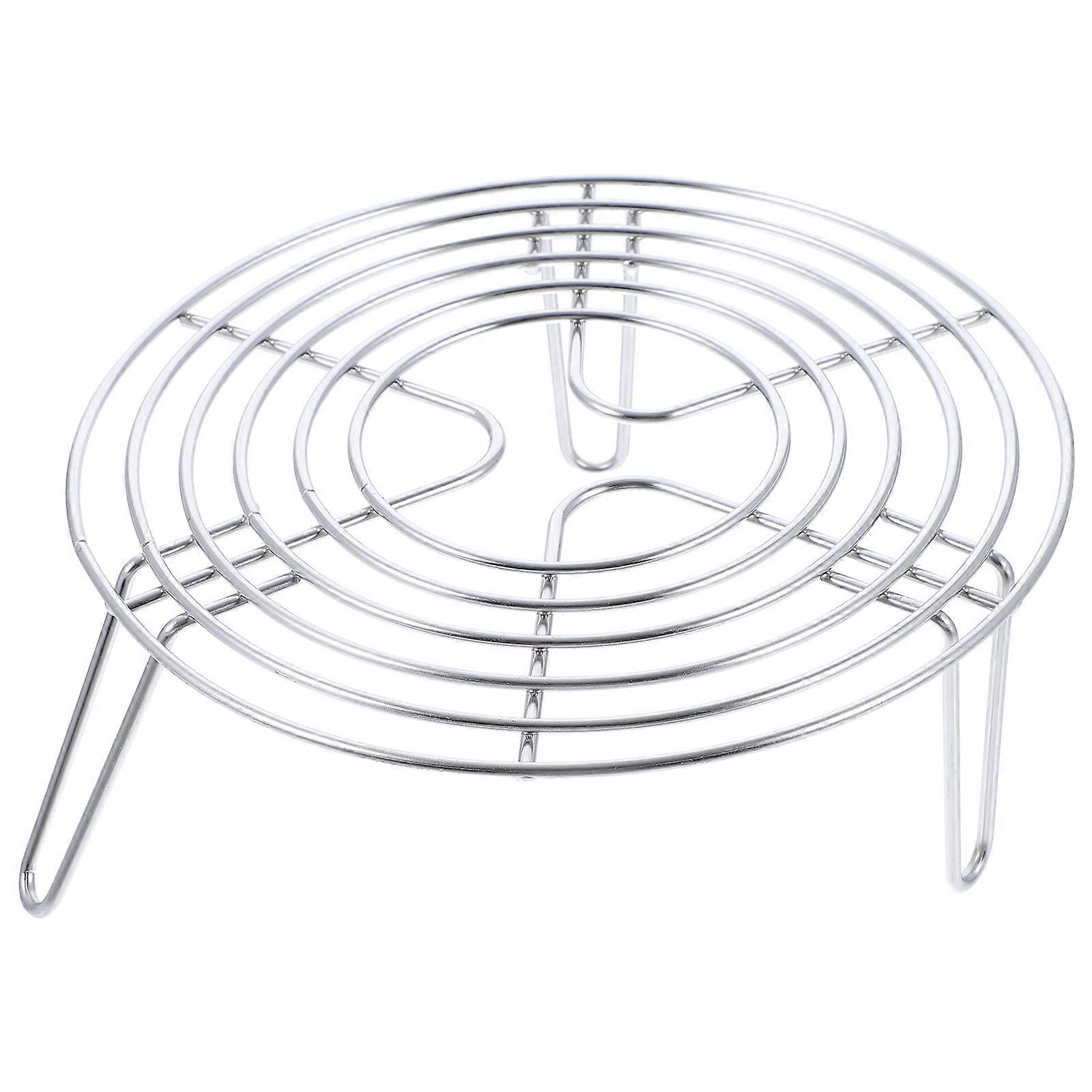 Steaming Rack Kitchen Use Steamer Stand Circular Cooking Rack 18X18X7CM Silver 1Set
