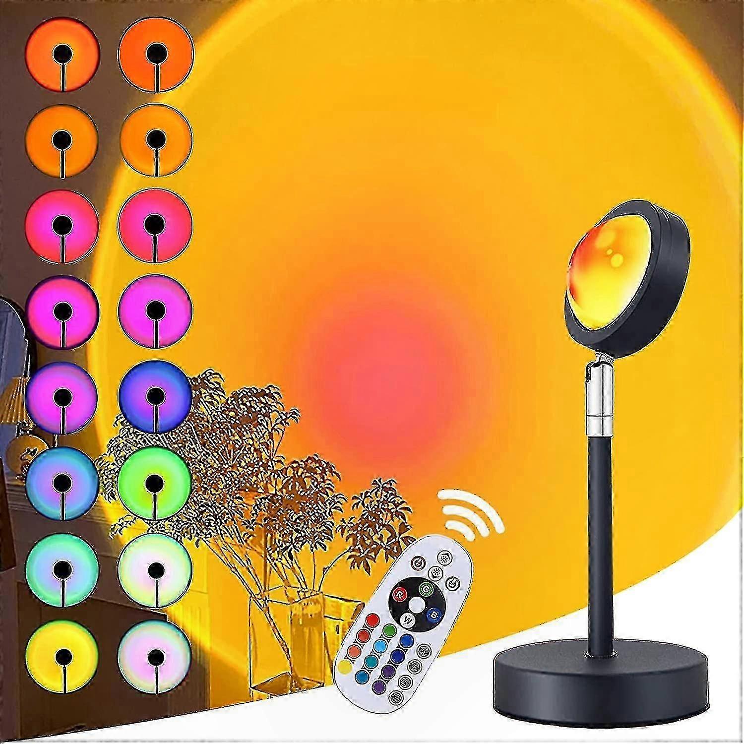 Lâmpada colorida do projetor do pôr do sol com 16 cores e 4 modos para decoração de casa e presentes para crianças