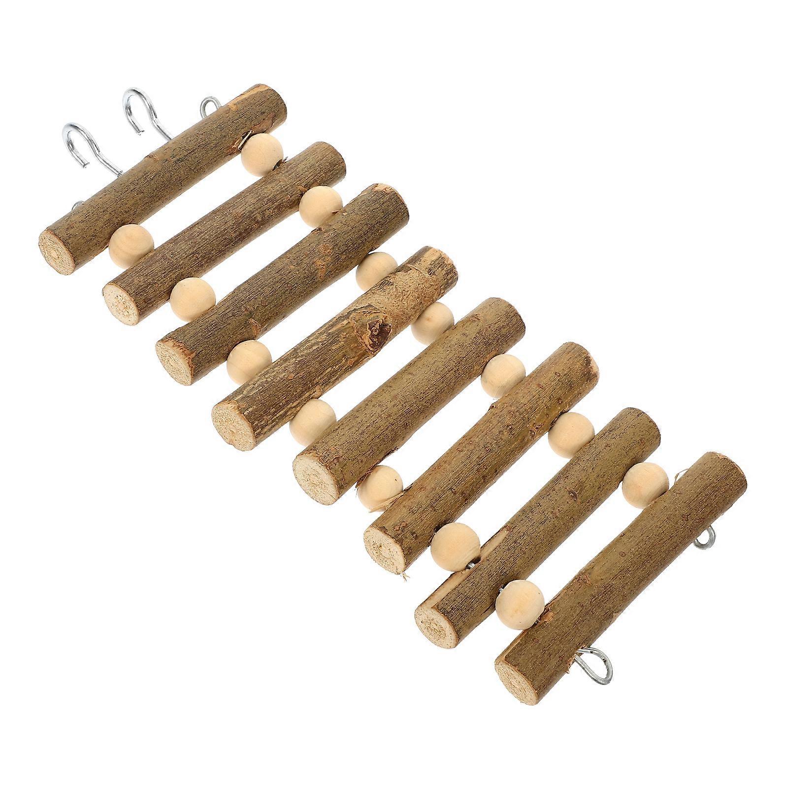 Wooden Bird Ladder for Parrot Training Durable Climbing Step Ladder for Exercise, Balance, and Play Easy to Install Beaded Design for Bird