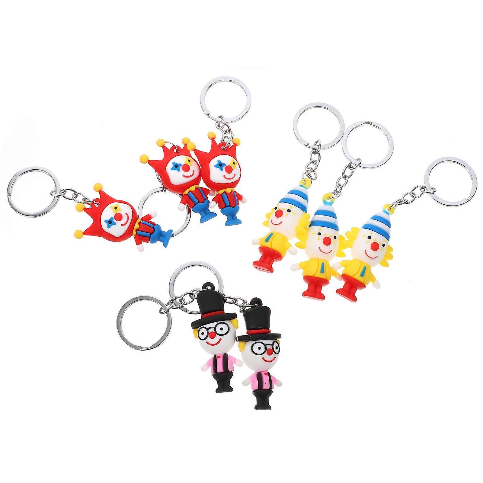 1 Set Clown Shape Key Chain Pendant For Everyday Use Assorted Color 8 Pcs