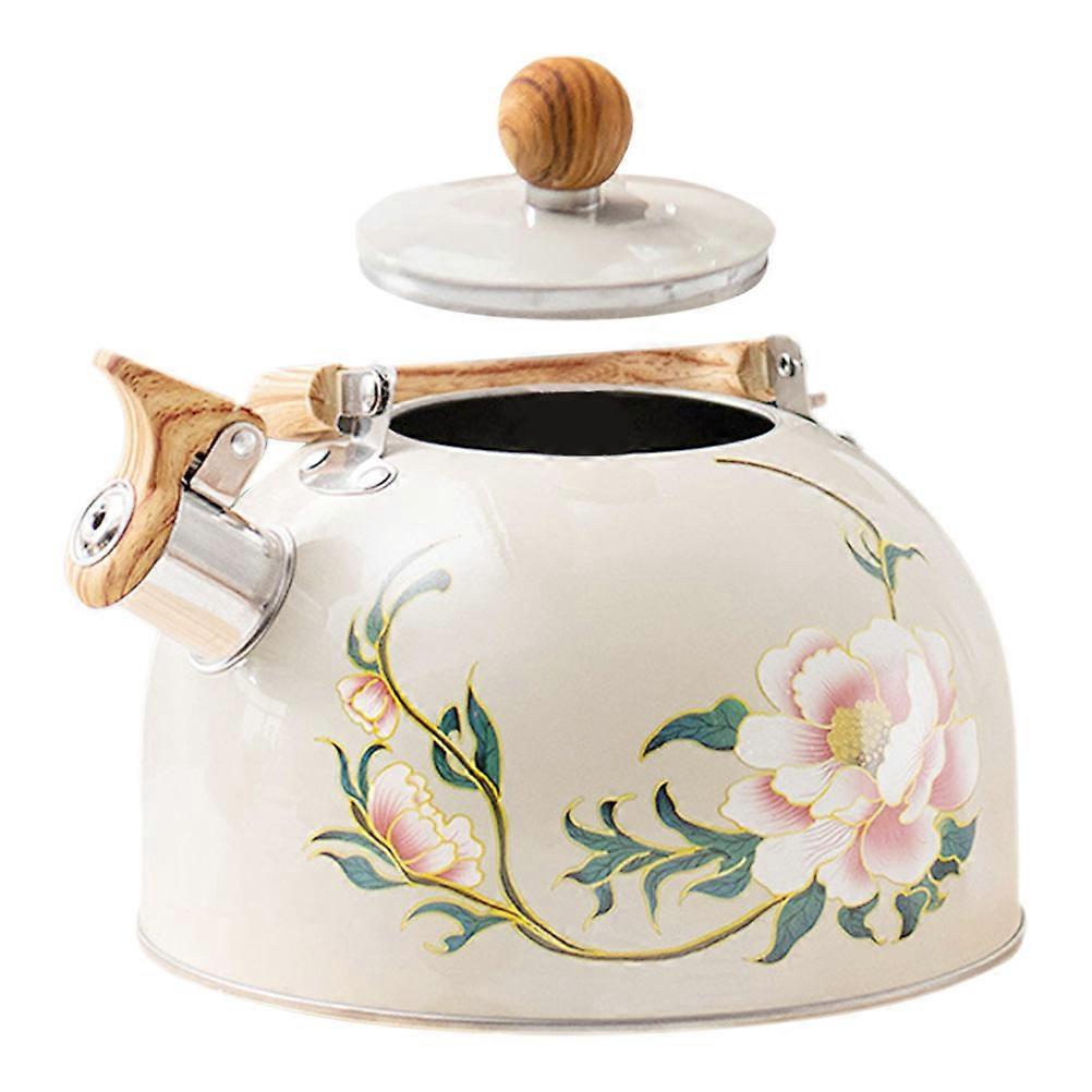Induction Whistling Kettle Stainless Steel Teapot Kitchenware Flower Pattern 21.50X20.00X20.00CM Quick Heating 1Set