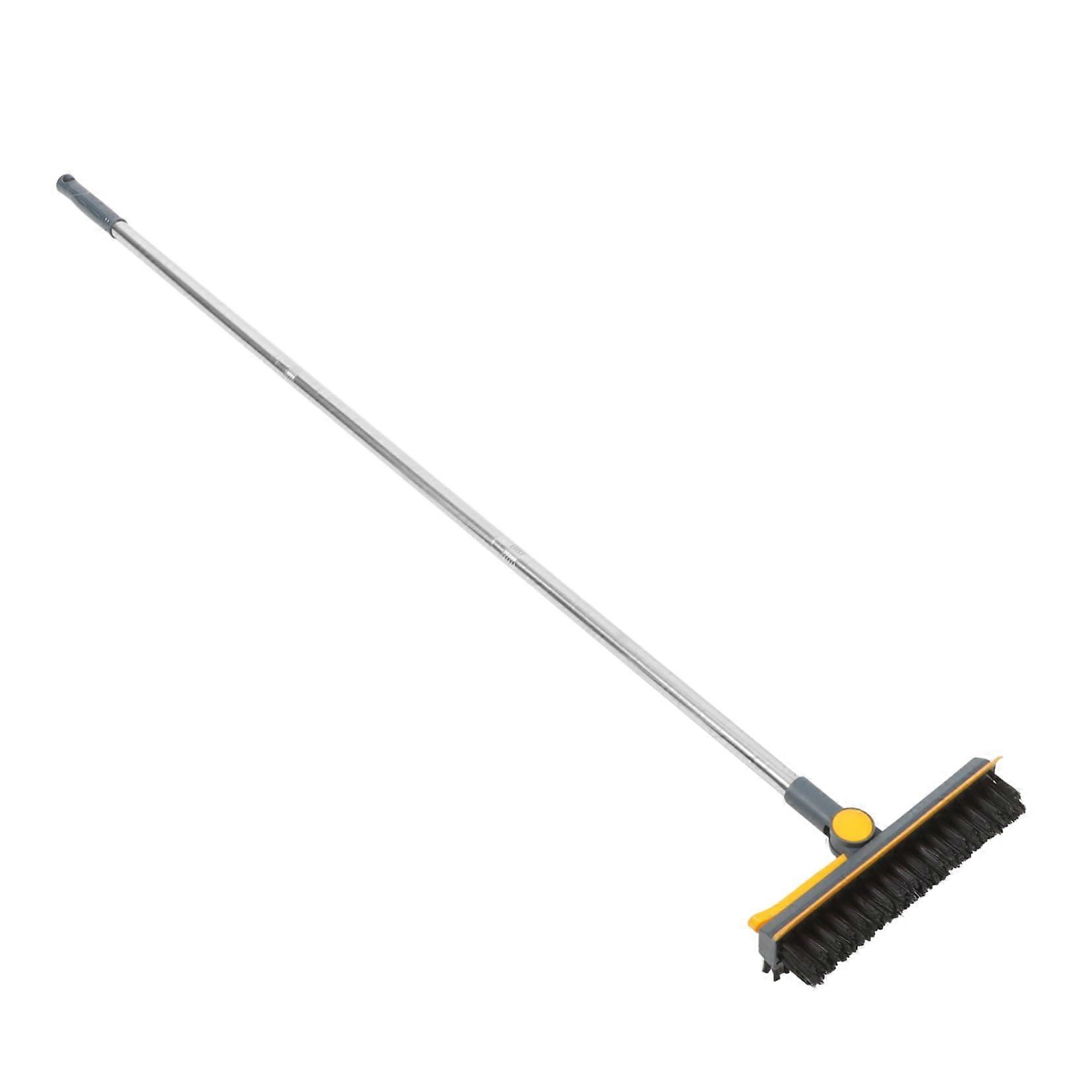 Floor cleaning brush with long handle, multifunctional shower tile brush and squeegee