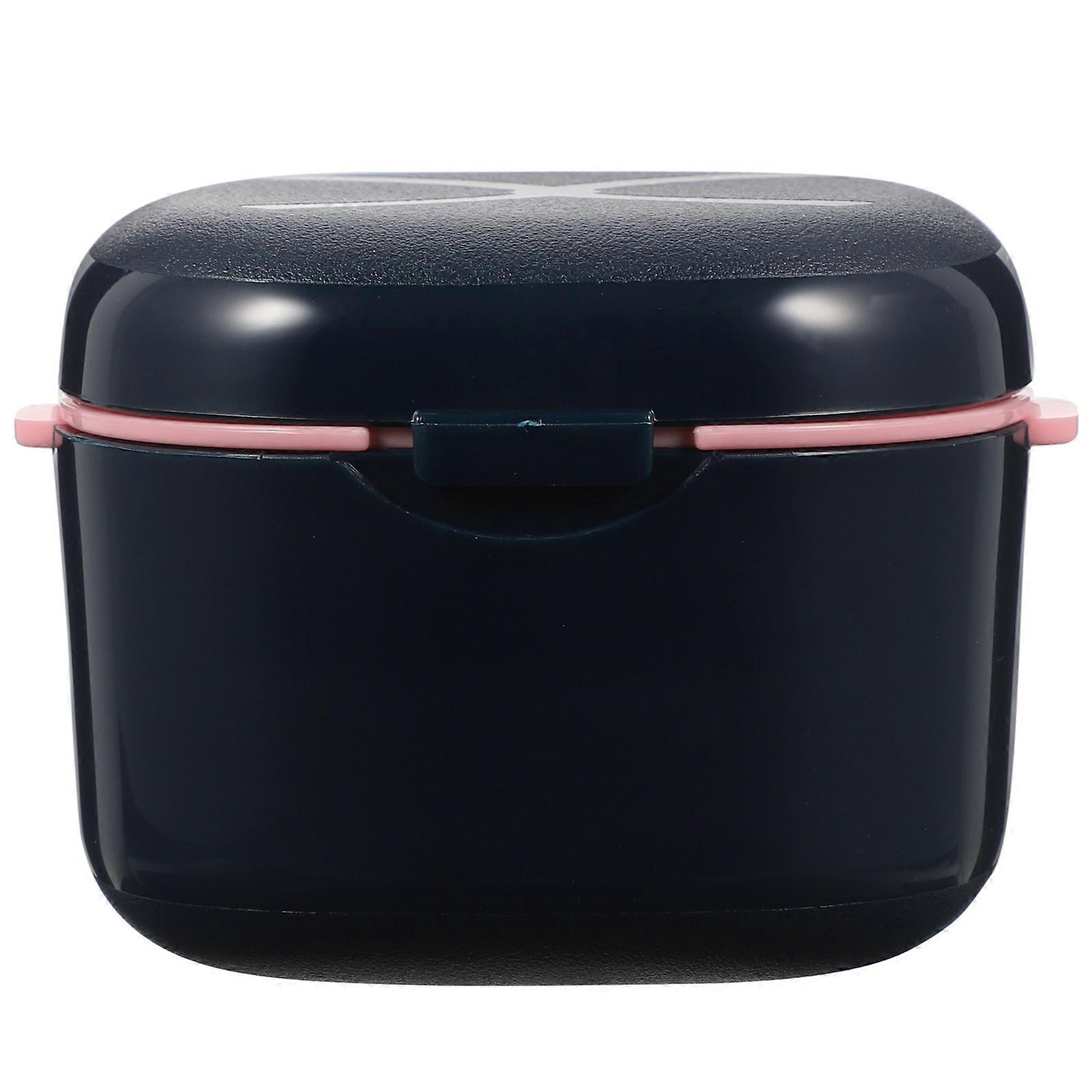 Cleaning Denture Case Portable Retainer Box For Travel Daily Use Compact With Brush 1Pack