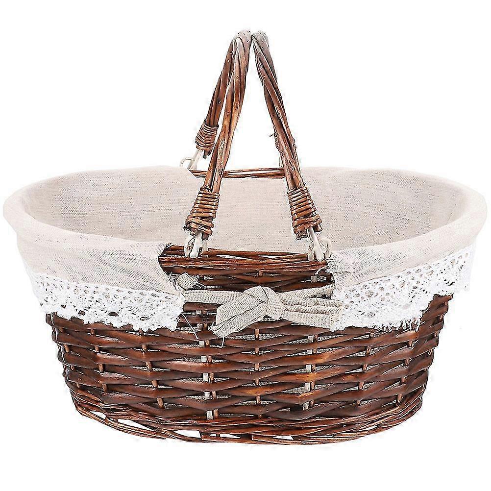 Picnic Basket With Handle Woven Basket Fruits Basket Wicker Storage Basket Fruits Storage Basket