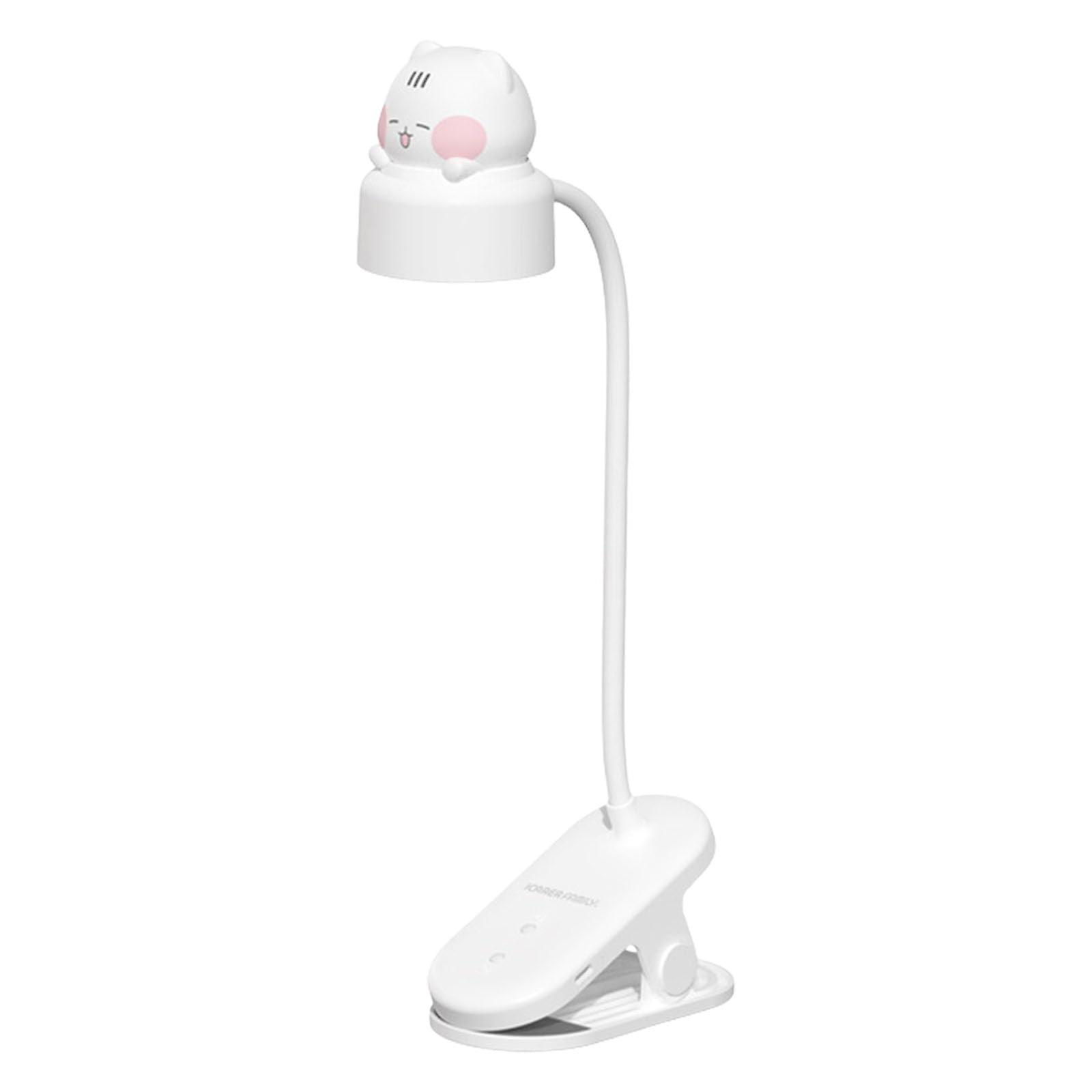 Dimmable Rechargeable Clip Table Lamp with Flexible Arm, Plastic Texture, Ideal for Home Office Reading, White