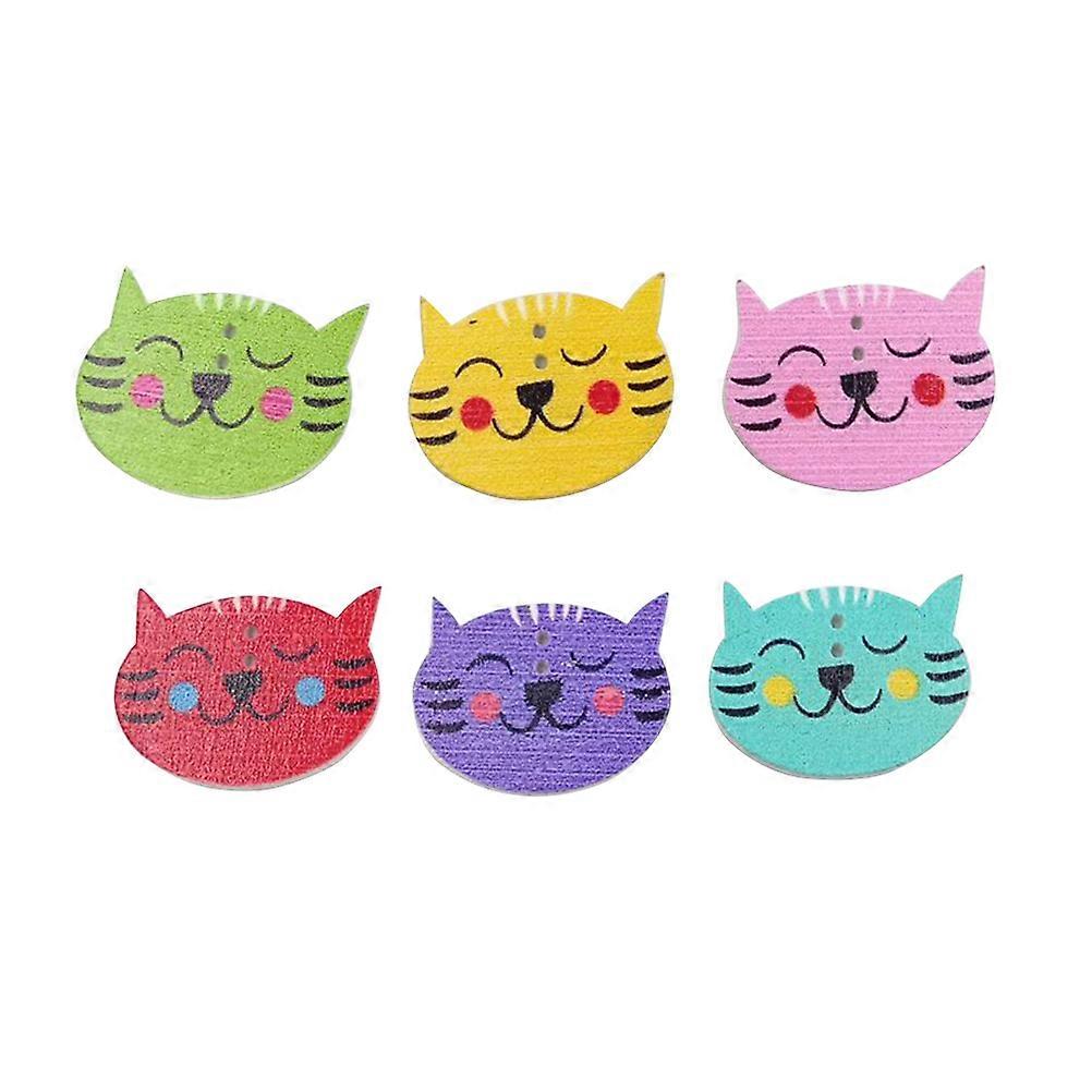 Novelty Buttons 50Pcs Big Cat Face Pattern Assorted Color Perfect for Sewing Projects and Creative Art Making