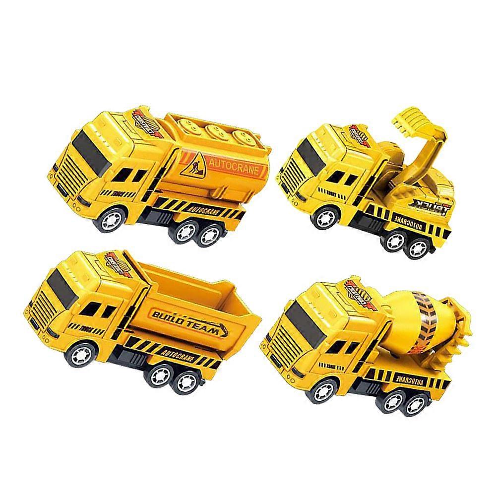 4pcs Pull Back Construction Trucks Mini Excavator Interactive Play Cognitive Development Toy for Kids