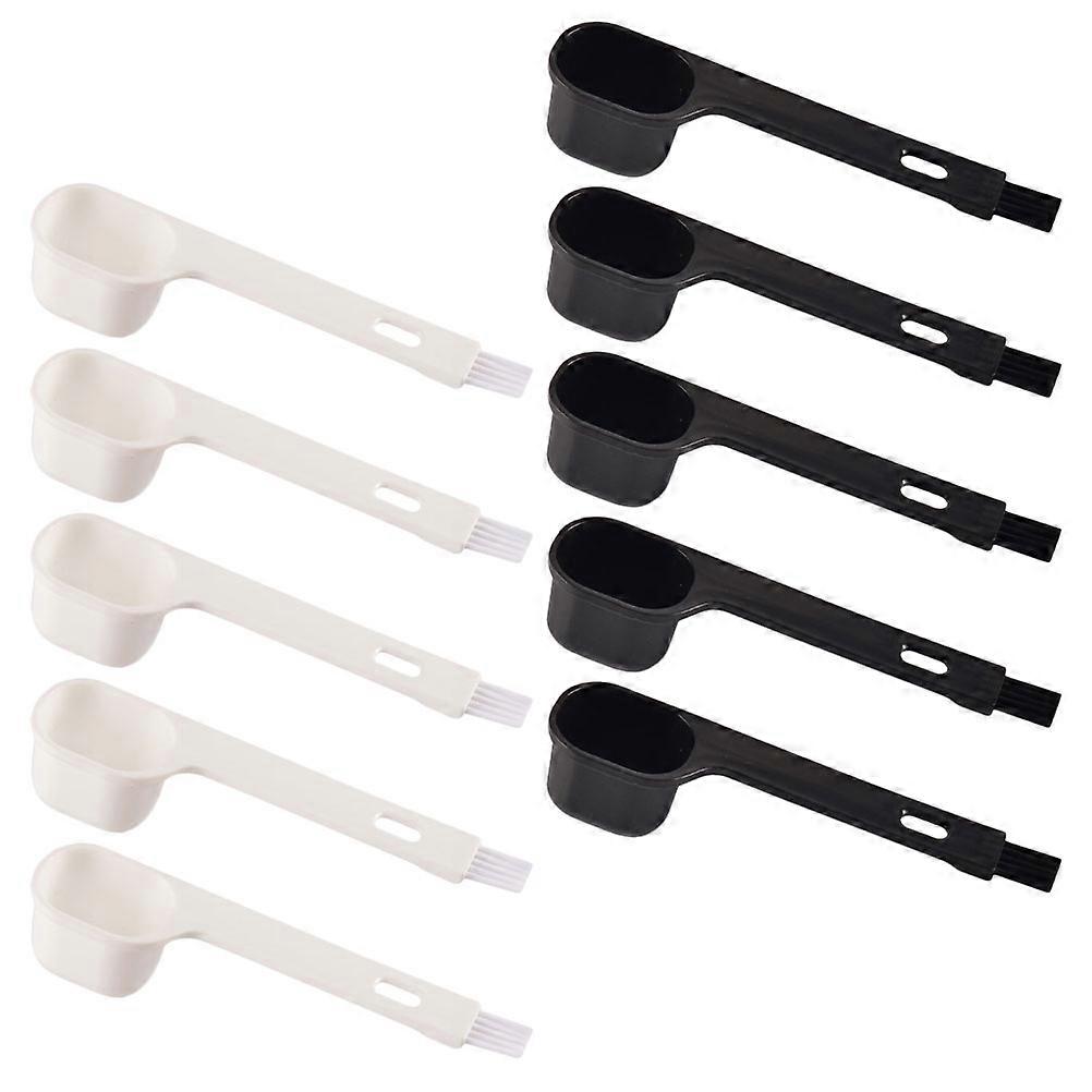 Double Head Coffee Powder Scoop with Cleaning Brush Made of PP White for Home Use Comfortable to Pieces