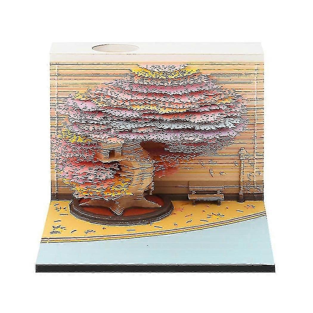 Desk Calendar With Led Lights, 2024 Calendar Memo Pad, Creative Desk Calendar Diy Notes Notepad, 3d Art Calendar Paper Carving-yujia
